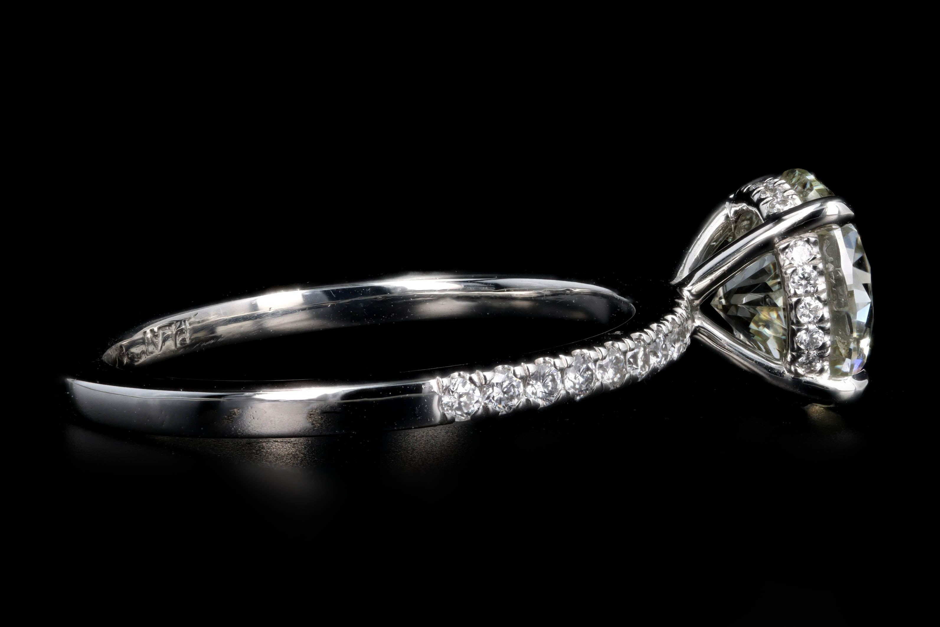 Platinum 2.00 Carat Round Brilliant Cut Diamond Hidden Halo Engagement Ring GIA Certified - Queen May