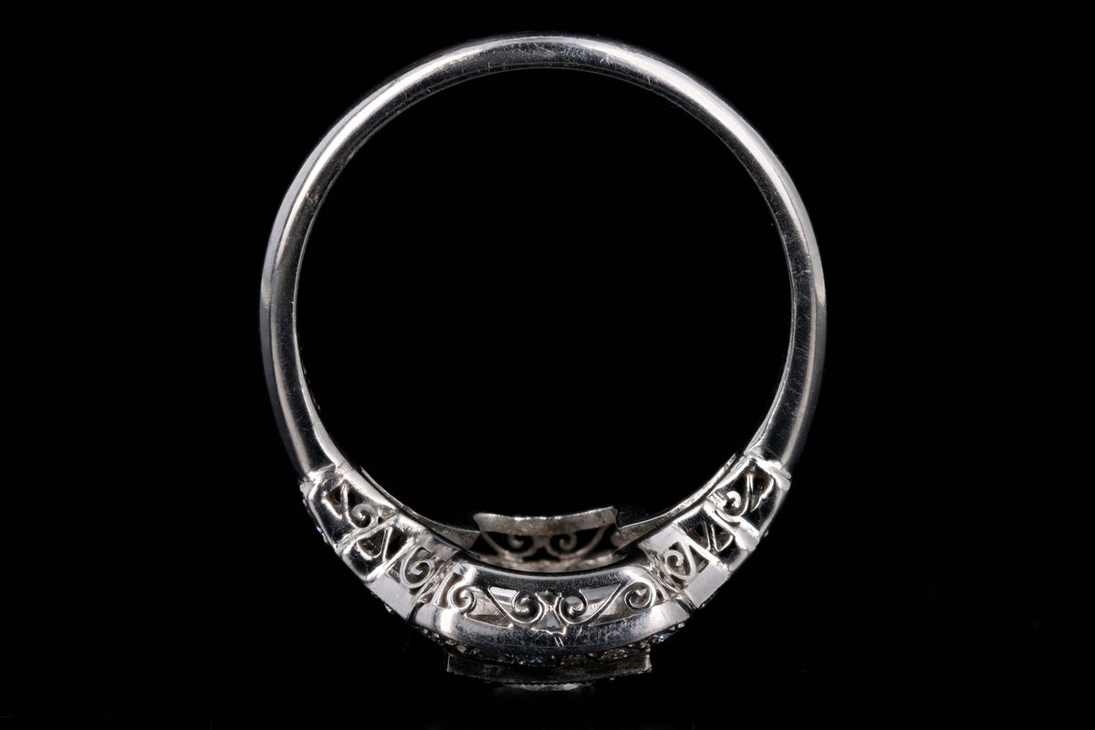 Art Deco Inspired Platinum 1.20 Carat Total Weight Round & Baguette Cut Diamond Ring - Queen May
