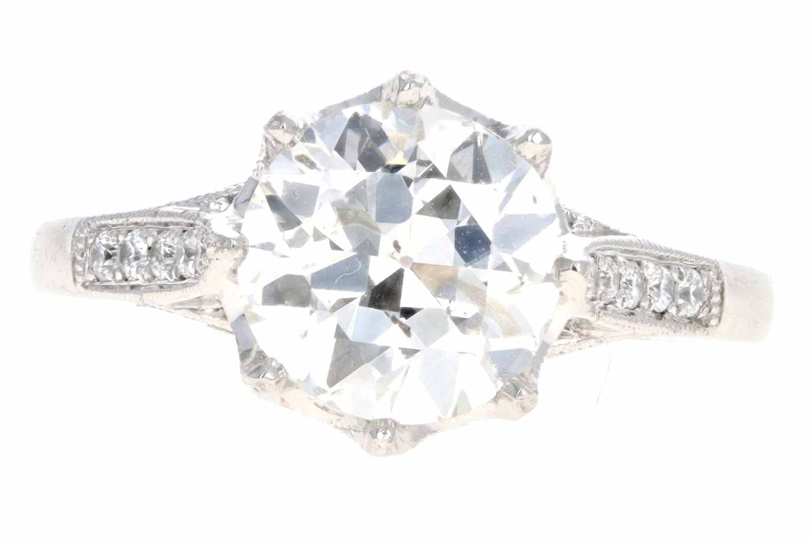 Vintage Inspired Platinum 2.09 Carat Old European Cut Diamond Engagement Ring GIA Certified - Queen May