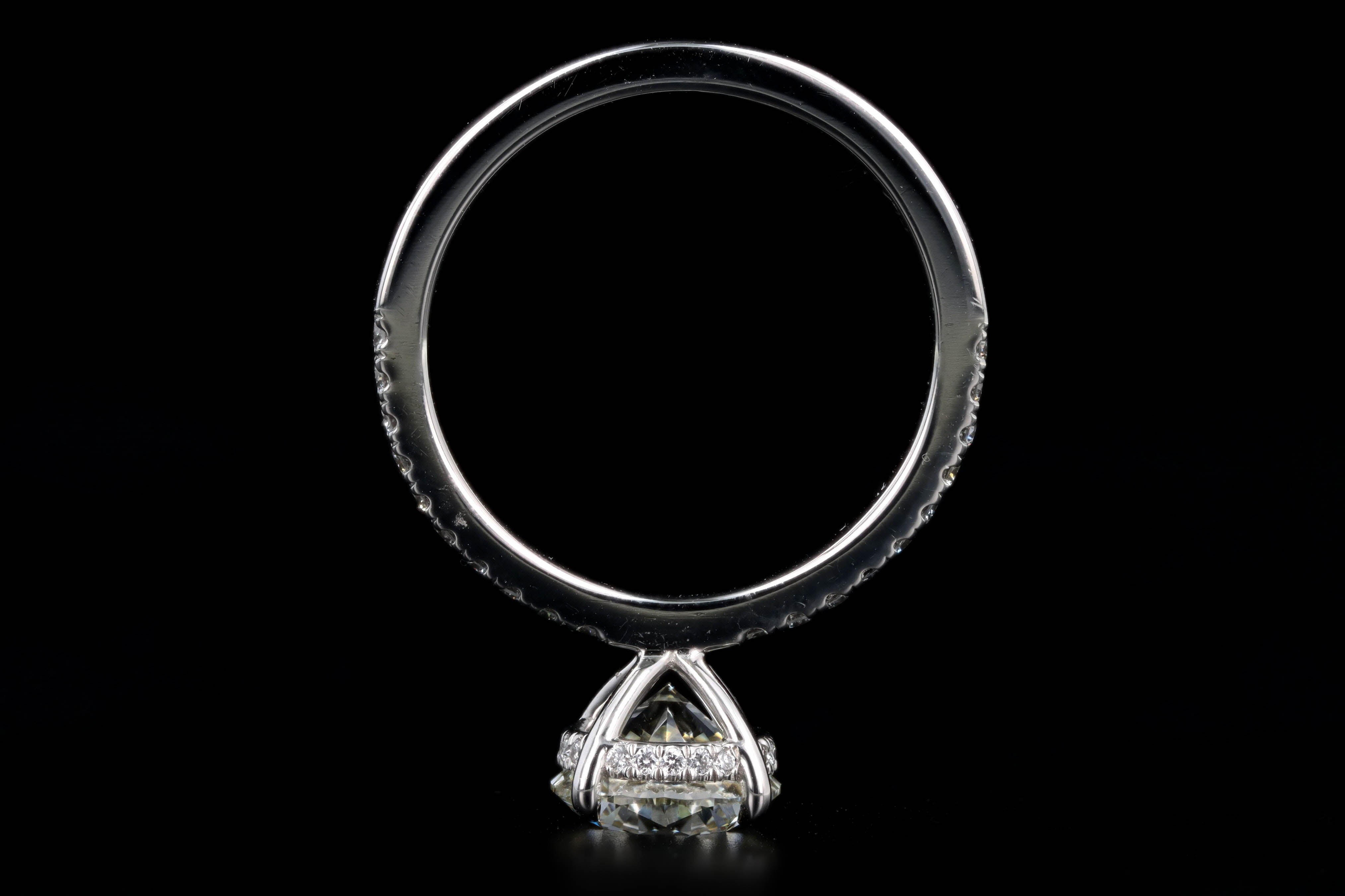 Platinum 2.00 Carat Round Brilliant Cut Diamond Hidden Halo Engagement Ring GIA Certified - Queen May