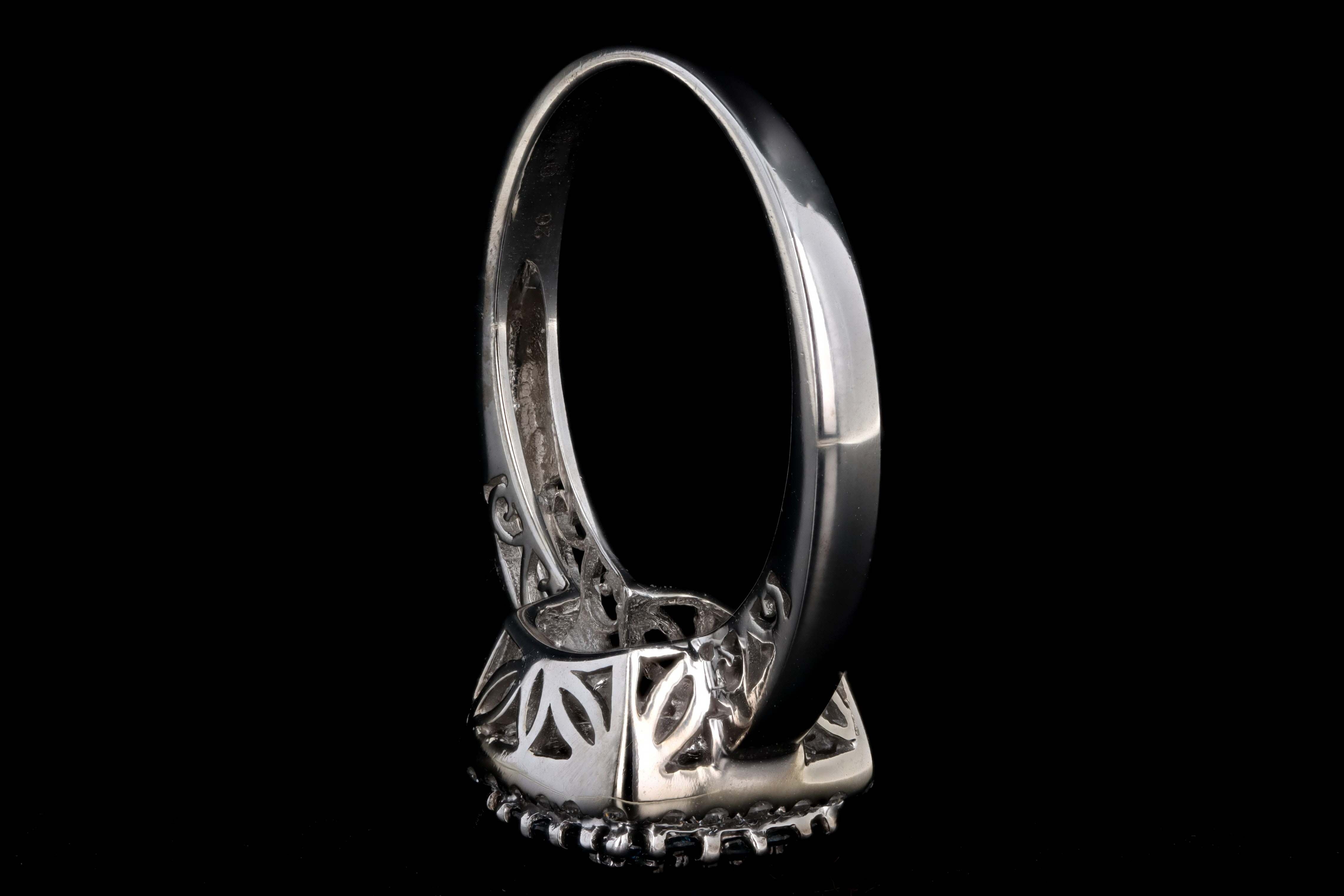 14K White Gold .50 Carat Total Weight Irradiated Blue Round Diamond Cluster Ring - Queen May