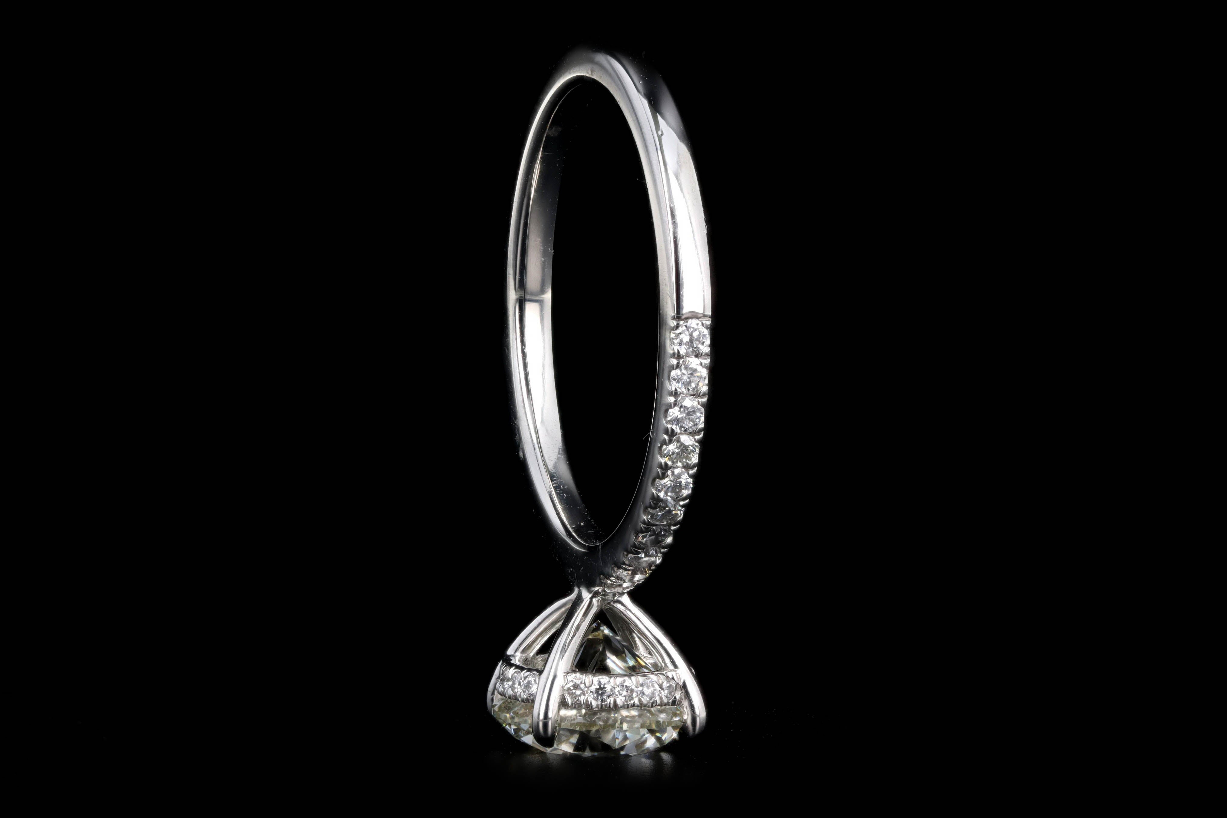 Platinum 2.00 Carat Round Brilliant Cut Diamond Hidden Halo Engagement Ring GIA Certified - Queen May