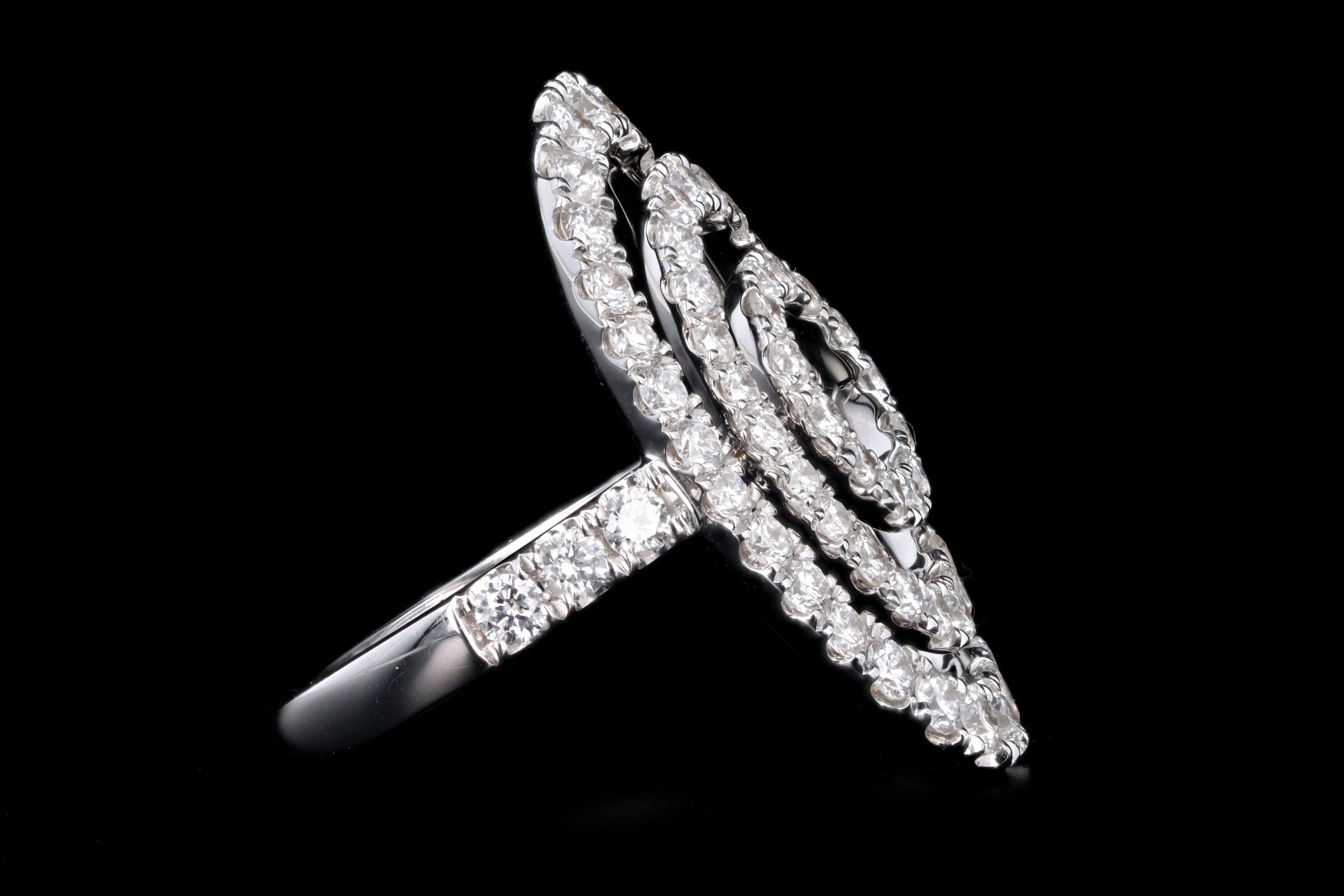 18K White Gold 2.0 Carat Total Weight Diamond Open Halo Ring - Queen May