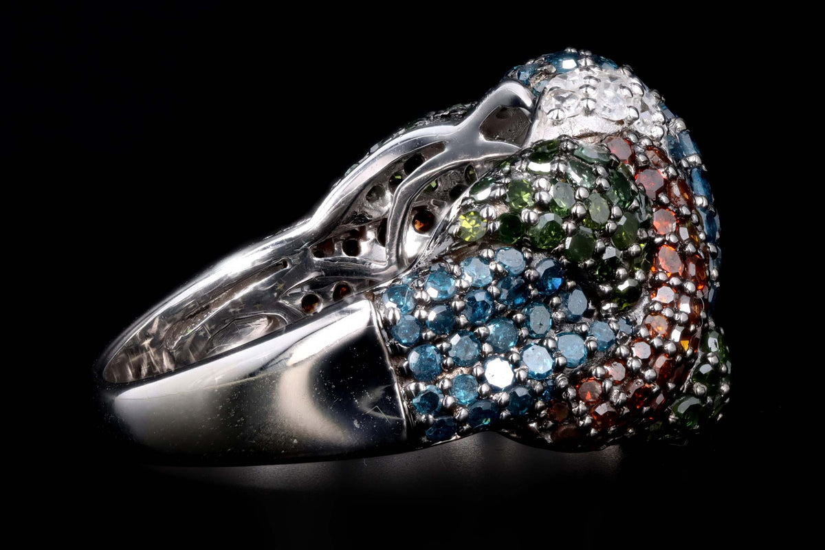 14K White Gold 1.0 Carat Total Weight Round Multi Color Round Diamond Woven Band - Queen May