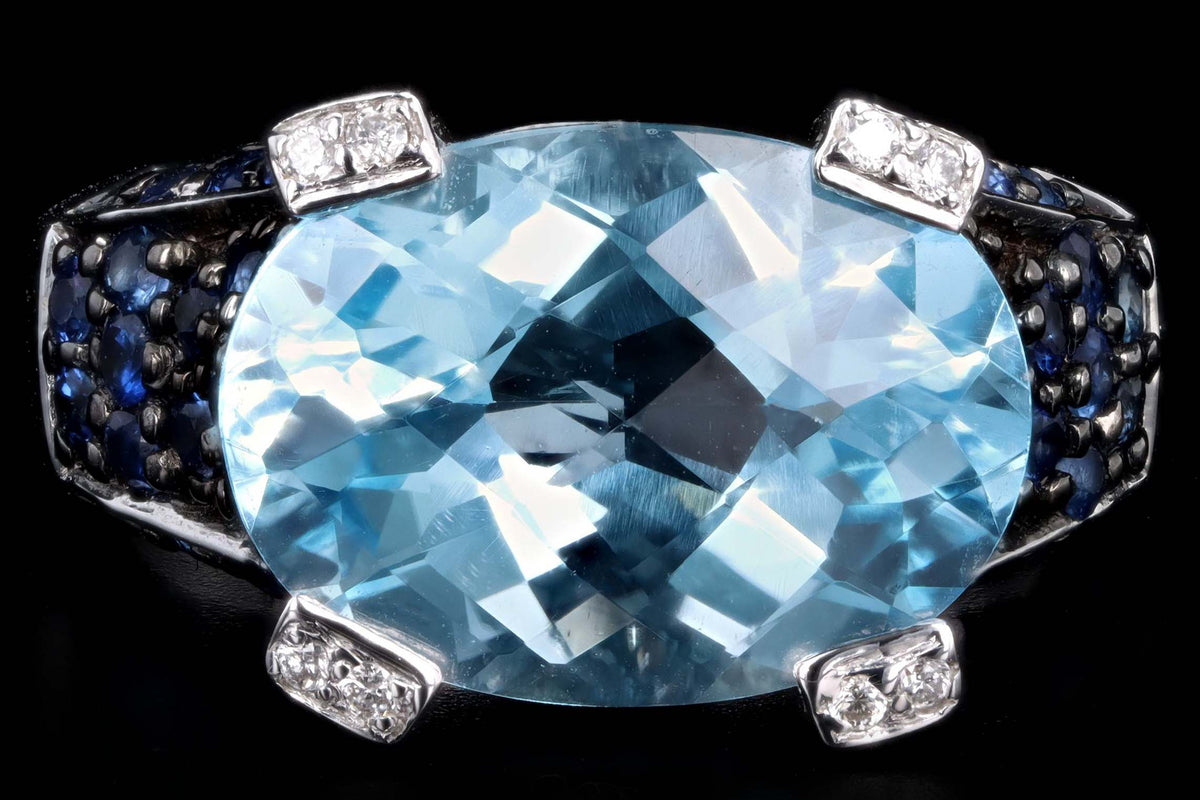 Le Vian 14K White Gold 7.0 Carat Blue Topaz & Sapphire Ring - Queen May