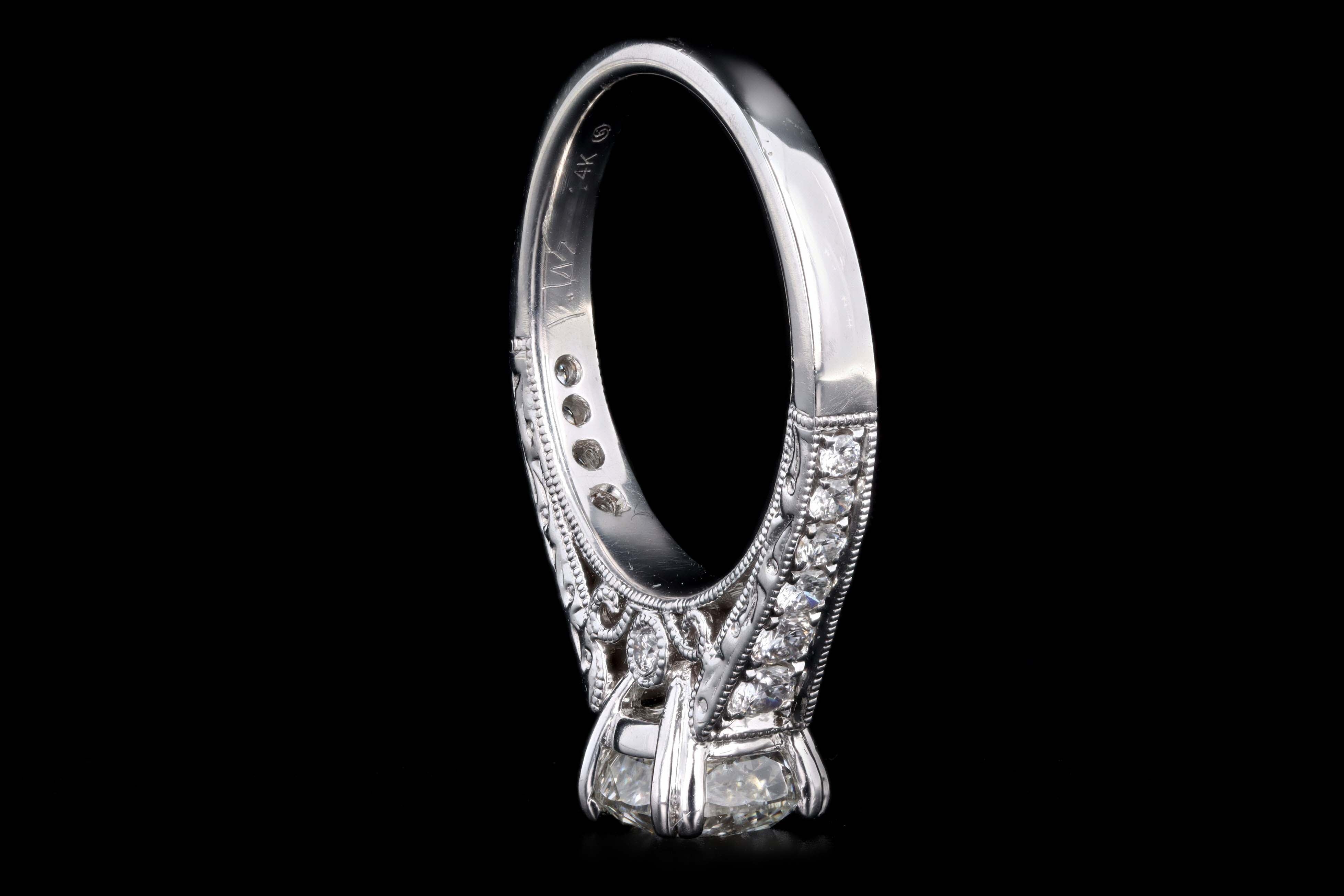 14K White Gold 1.66 Carat Cushion Cut Diamond Engagement Ring GIA Certified - Queen May