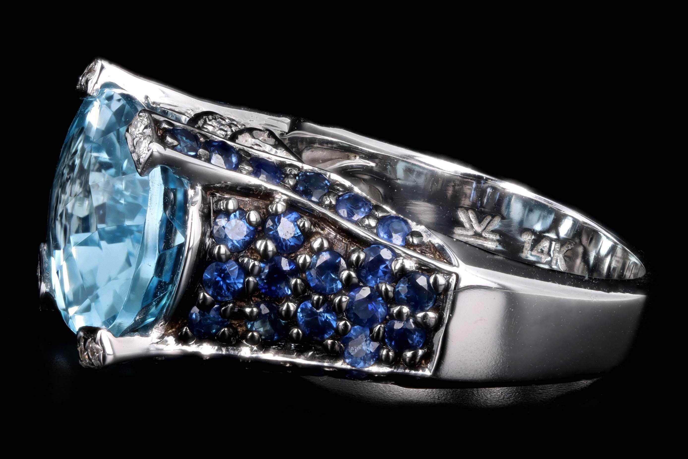 Le Vian 14K White Gold 7.0 Carat Blue Topaz & Sapphire Ring - Queen May