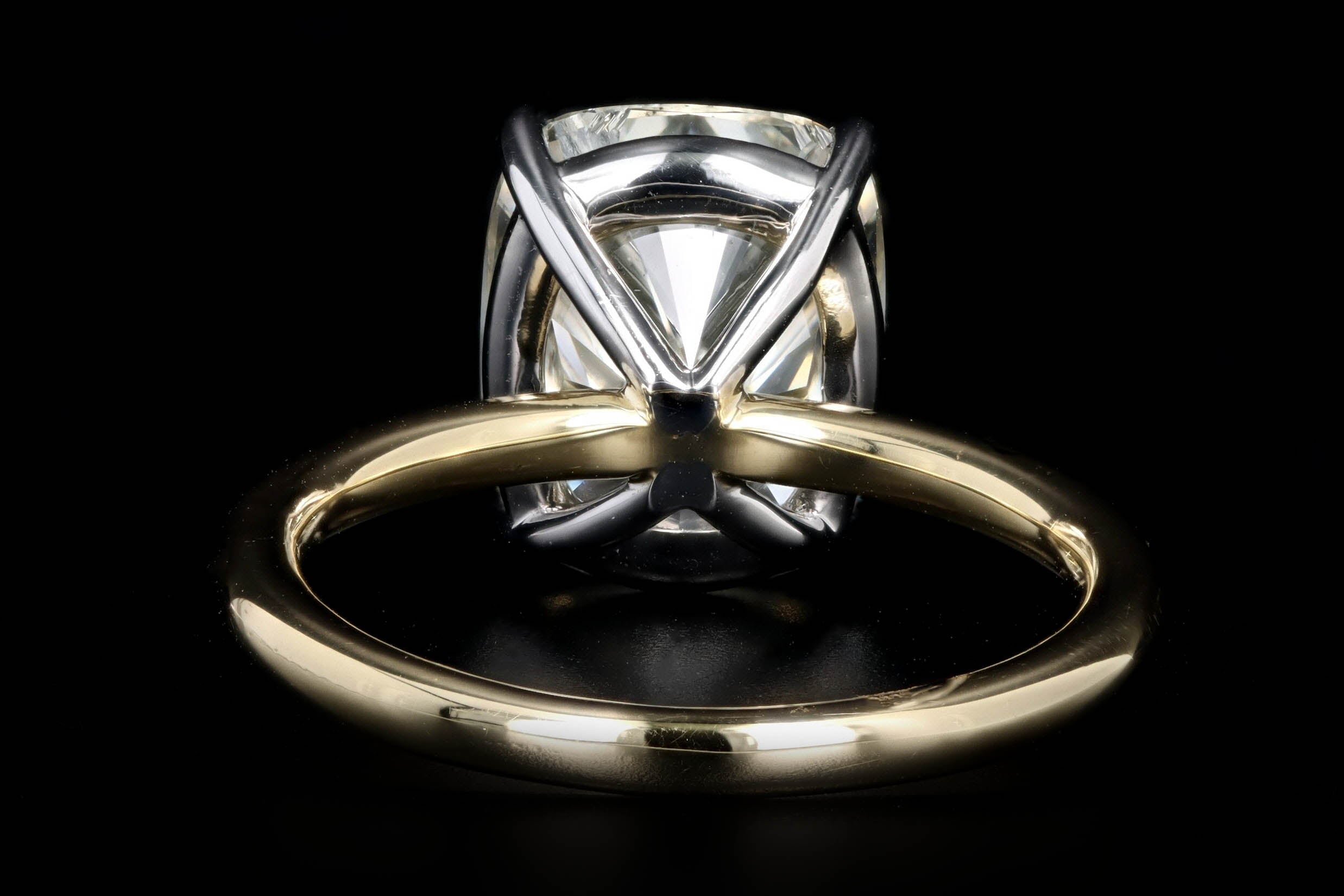 18K Yellow Gold & Platinum 5.26 Carat Cushion Cut Diamond Solitaire Engagement Ring GIA Certified - Queen May
