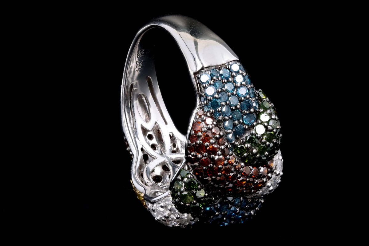 14K White Gold 1.0 Carat Total Weight Round Multi Color Round Diamond Woven Band - Queen May