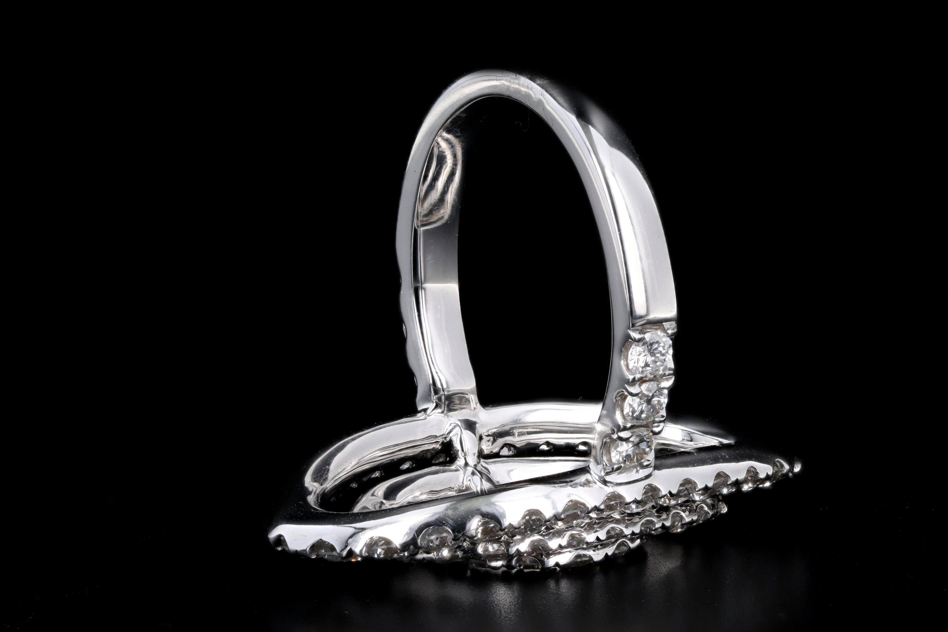 18K White Gold 2.0 Carat Total Weight Diamond Open Halo Ring - Queen May