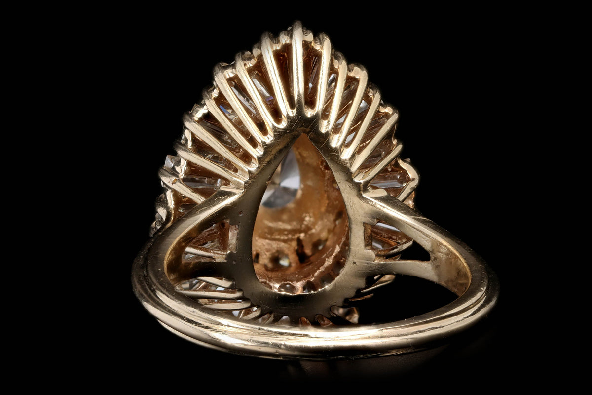 14K Yellow Gold 0.75 Carat Pear Cut Diamond Ballerina Halo Ring - Queen May
