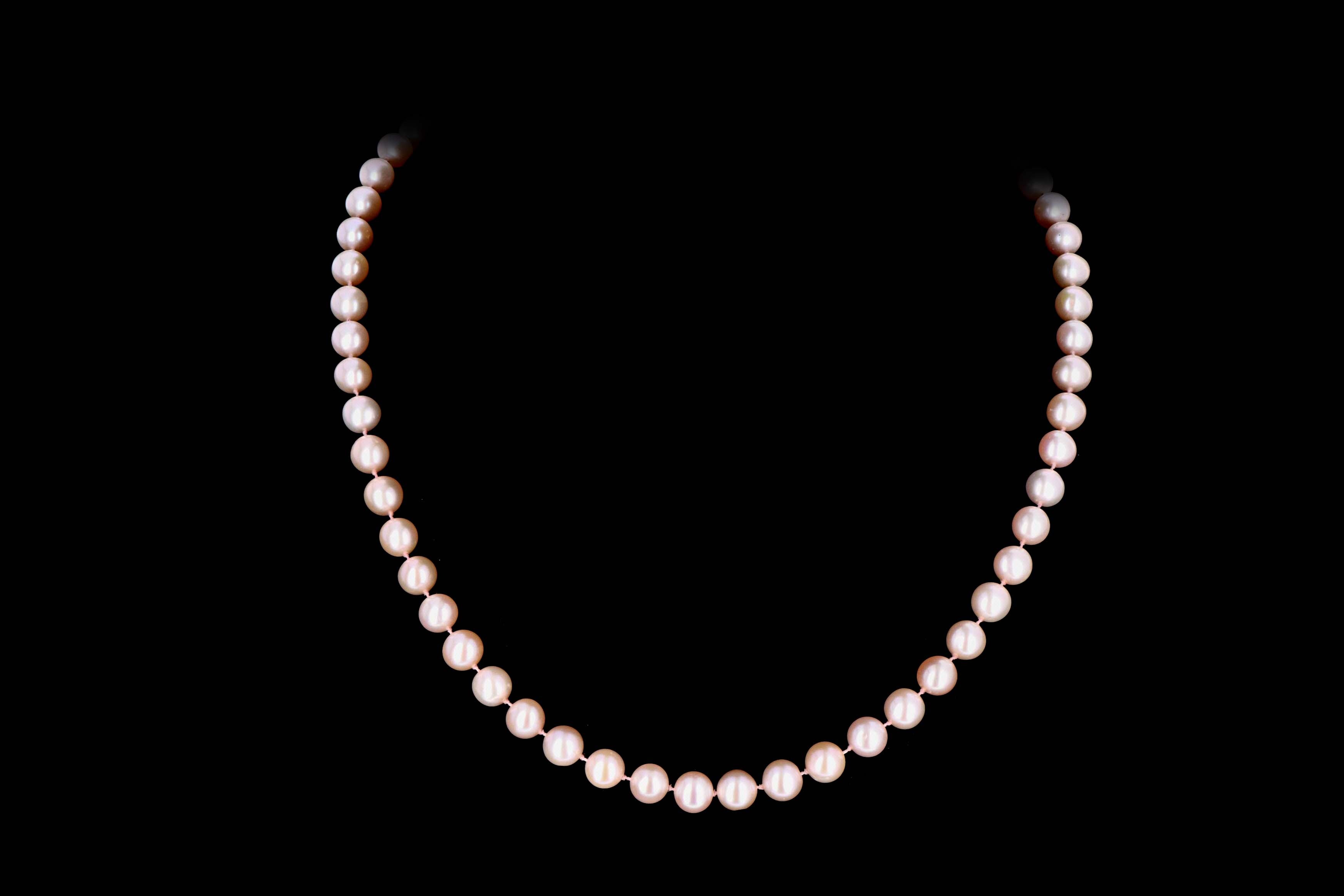 Miadora 7mm Pink Freshwater Pearl Strand Neckalce 14K White Gold Diamond Clasp - Queen May