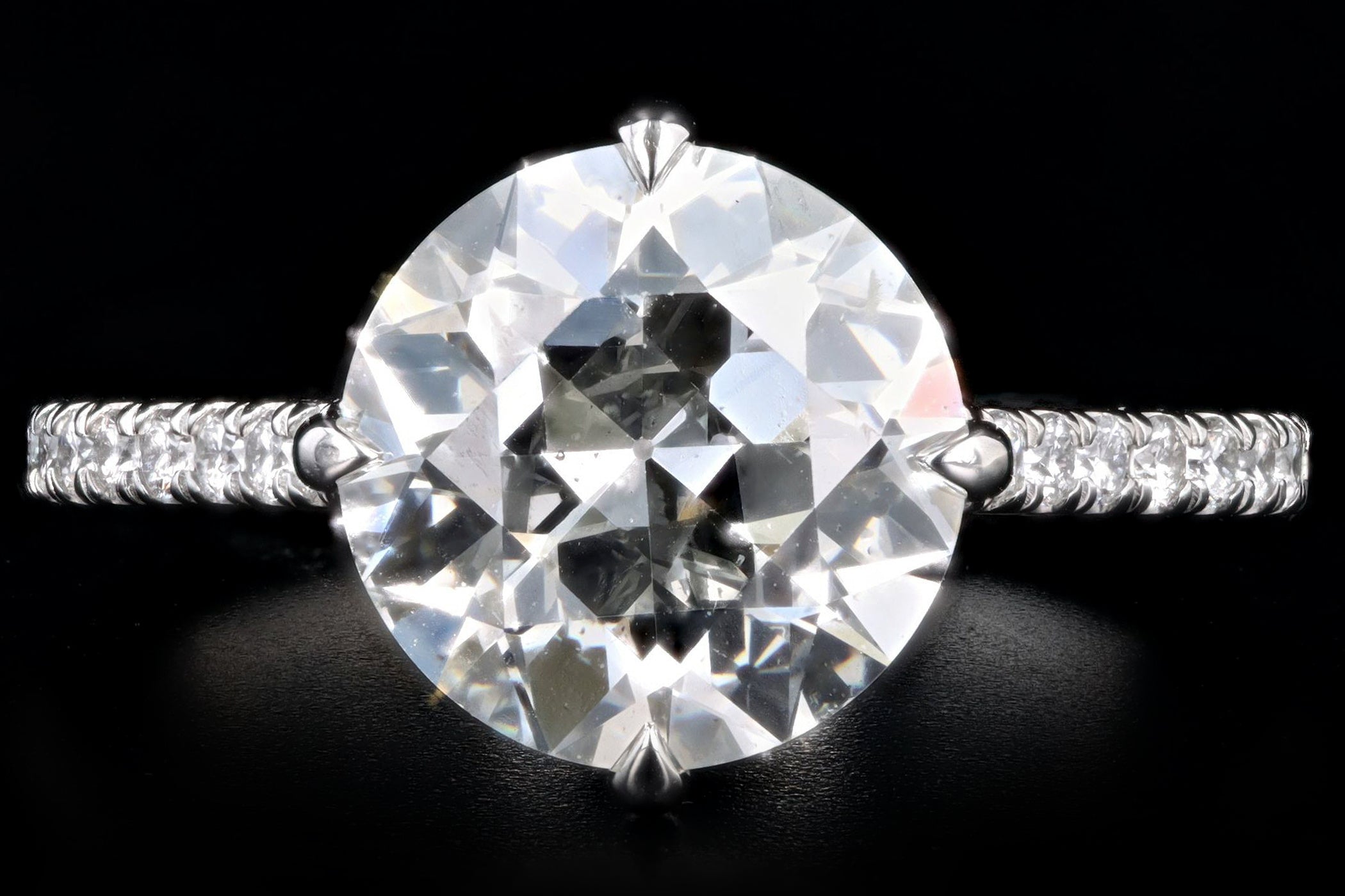 Platinum 3.66 Carat Old European Cut Diamond Hidden Halo Engagement Ring - Queen May