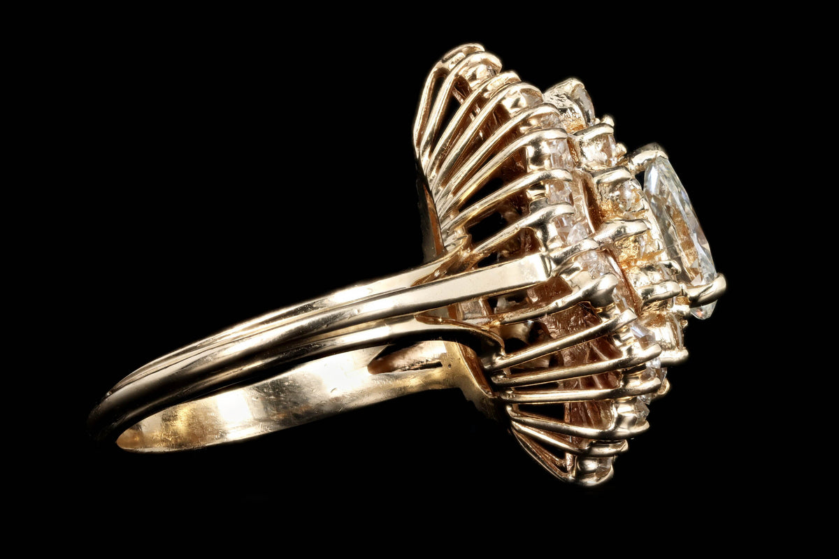 14K Yellow Gold 0.75 Carat Pear Cut Diamond Ballerina Halo Ring - Queen May