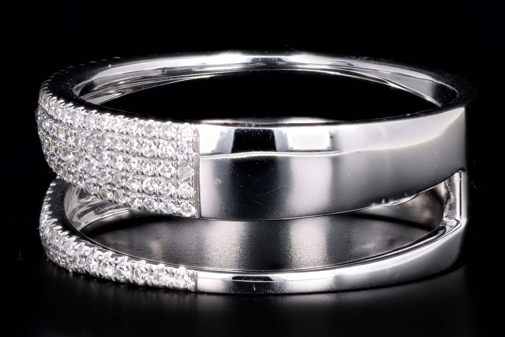 14K White Gold .45 Carat Total Weight Diamond Pave Band - Queen May