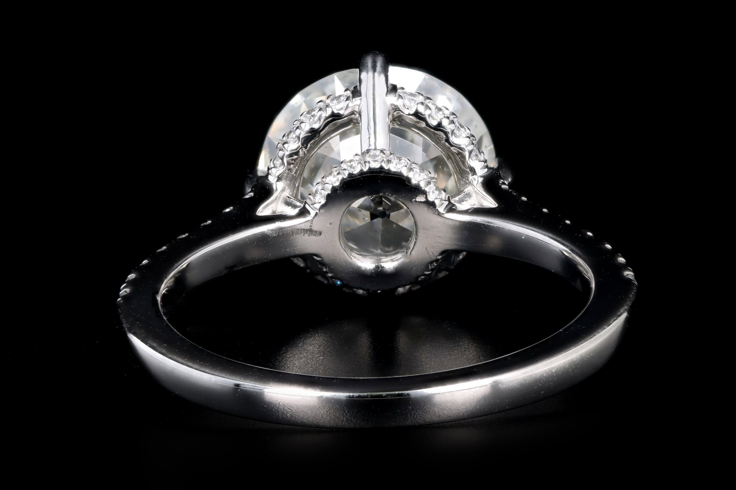Platinum 3.66 Carat Old European Cut Diamond Hidden Halo Engagement Ring - Queen May