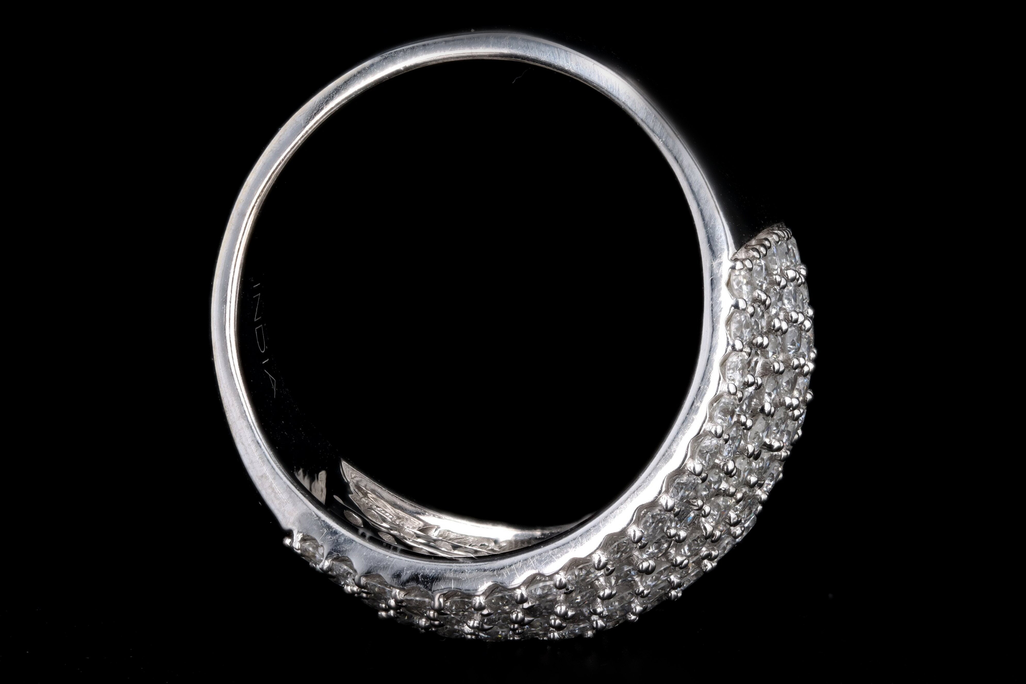 14K White Gold 2.0 Carat Total Weight Round Diamond Multi-Row Ring - Queen May