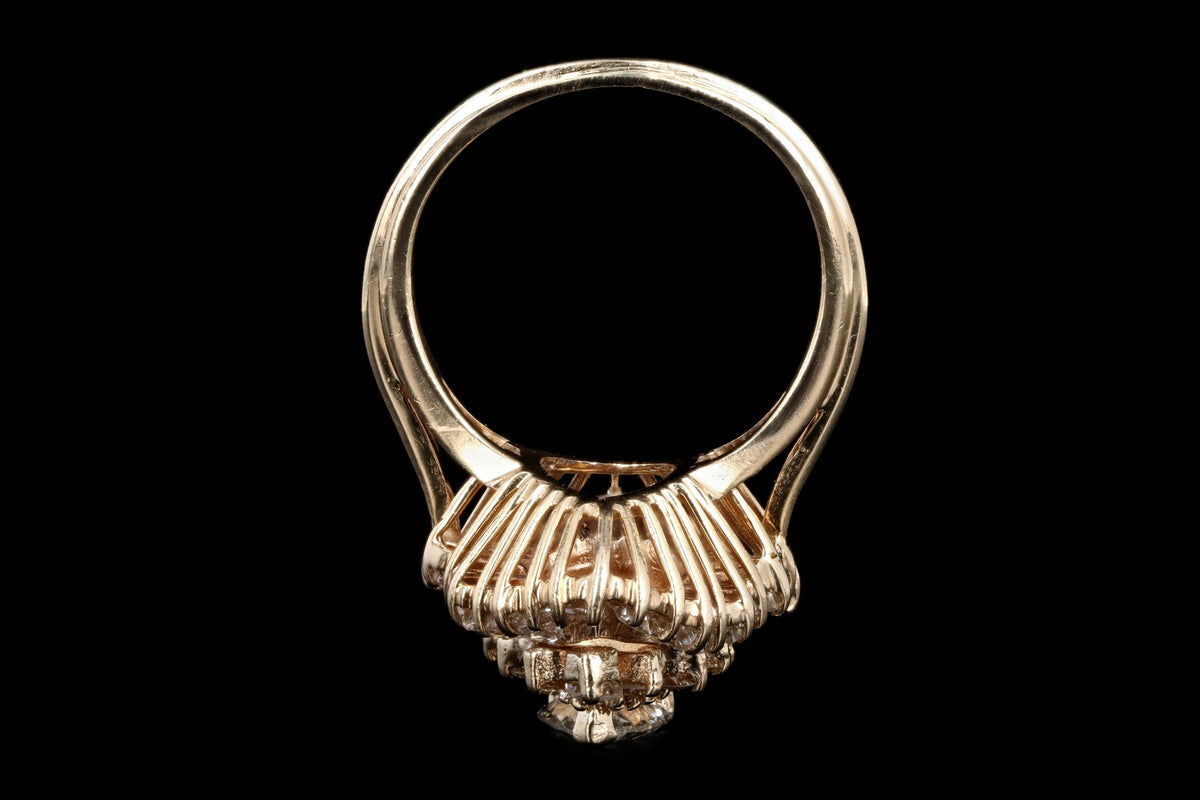 14K Yellow Gold 0.75 Carat Pear Cut Diamond Ballerina Halo Ring - Queen May