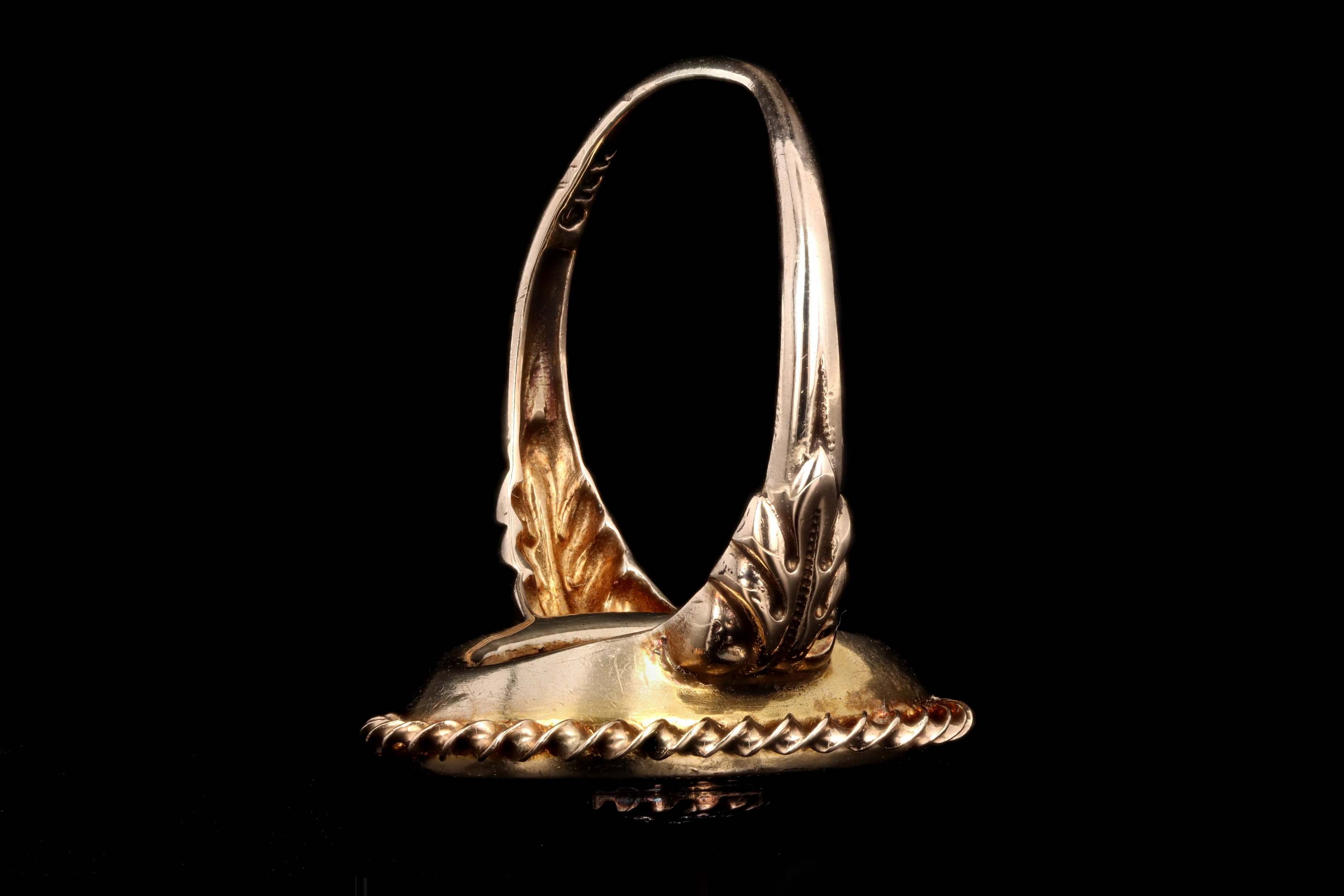 Victorian Inspired 10K Yellow Gold Onyx & Diamond Ring - Queen May