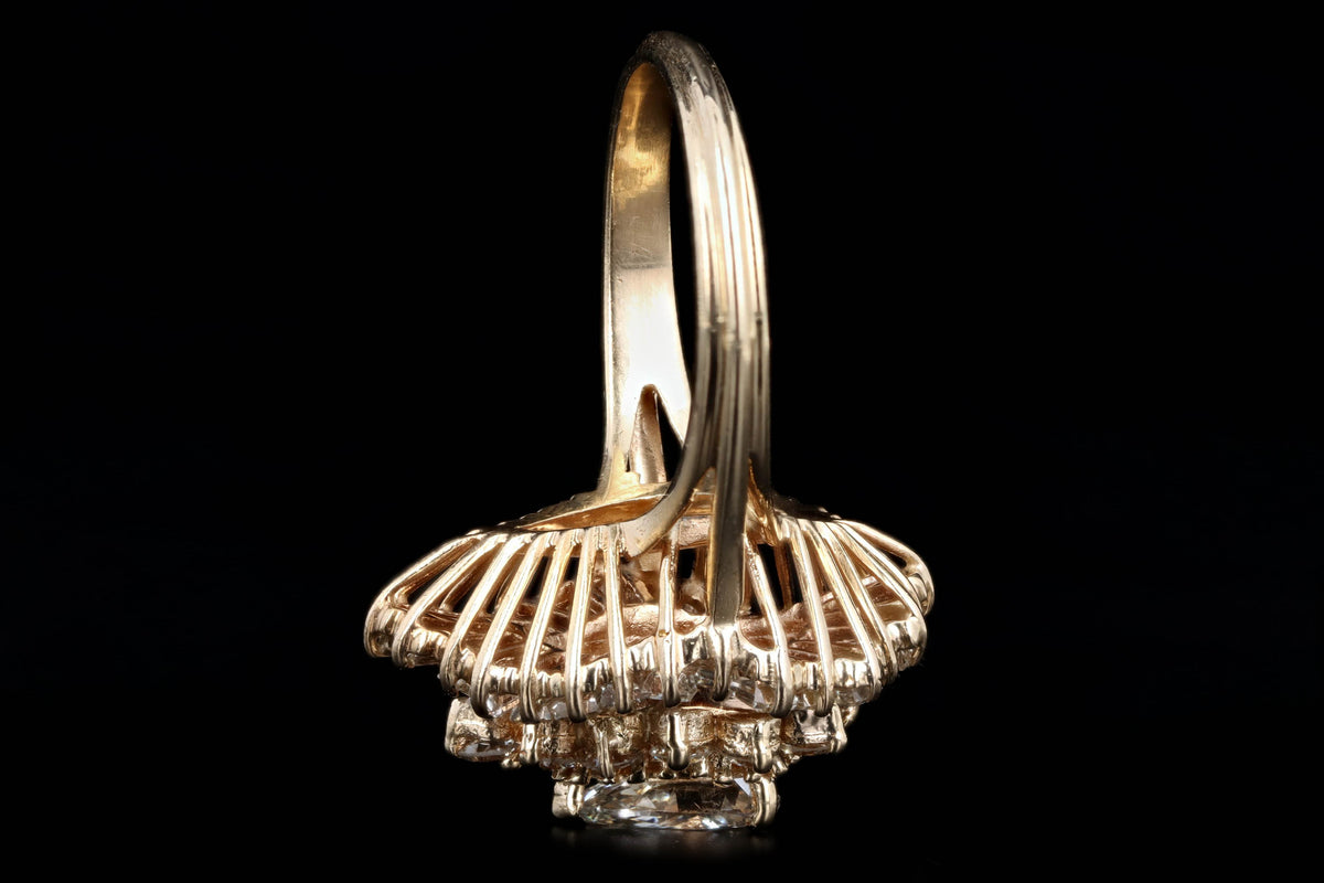14K Yellow Gold 0.75 Carat Pear Cut Diamond Ballerina Halo Ring - Queen May