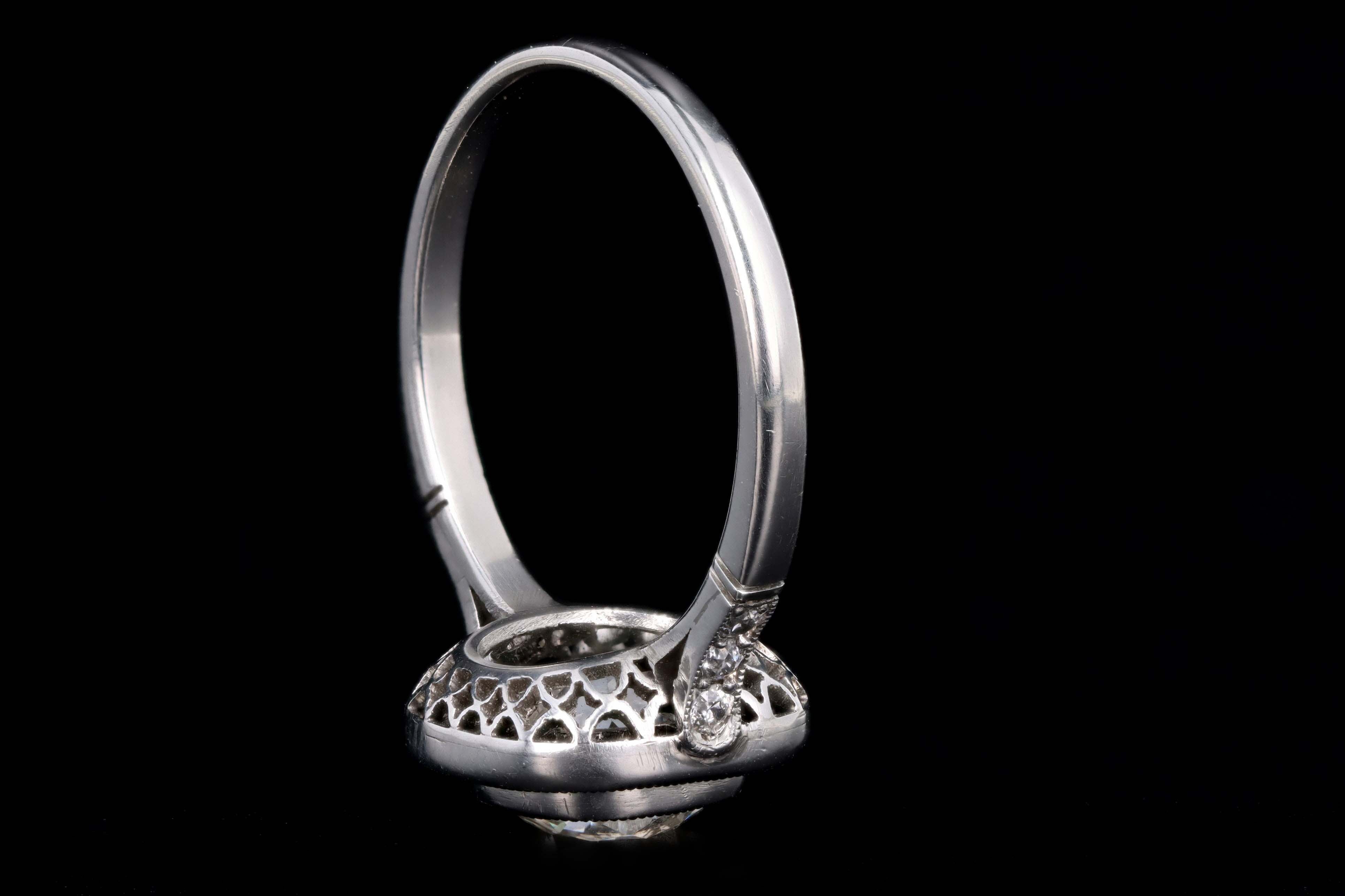 Art Deco Inspired 1.80 Carat Old Mine Diamond & Natural Emerald Halo Engagement Ring - Queen May