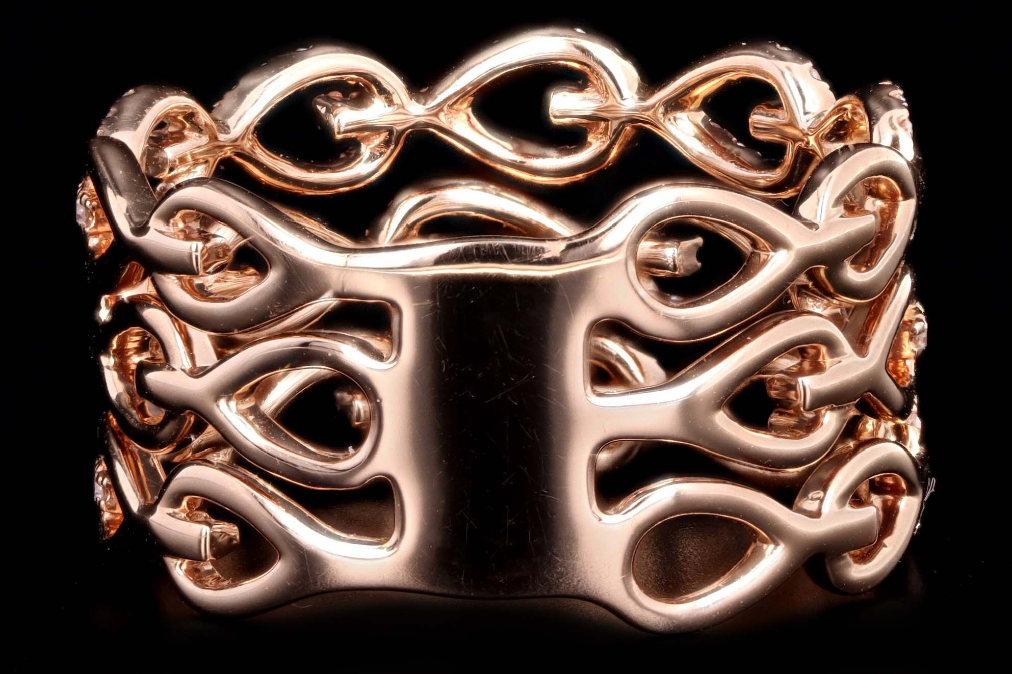 14K Rose Gold .48 Carat Total Weight Wide Diamond Band - Queen May