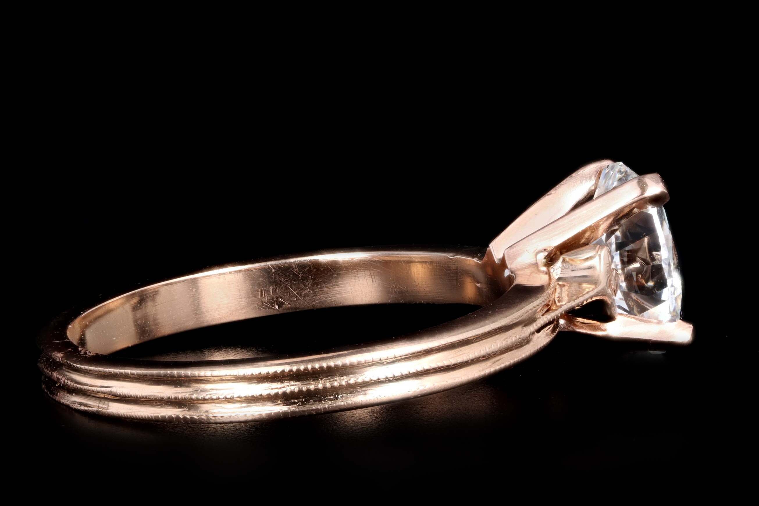 14K Rose Gold 1.07 Carat Oval Cut Diamond Engagement Ring GIA Certified - Queen May