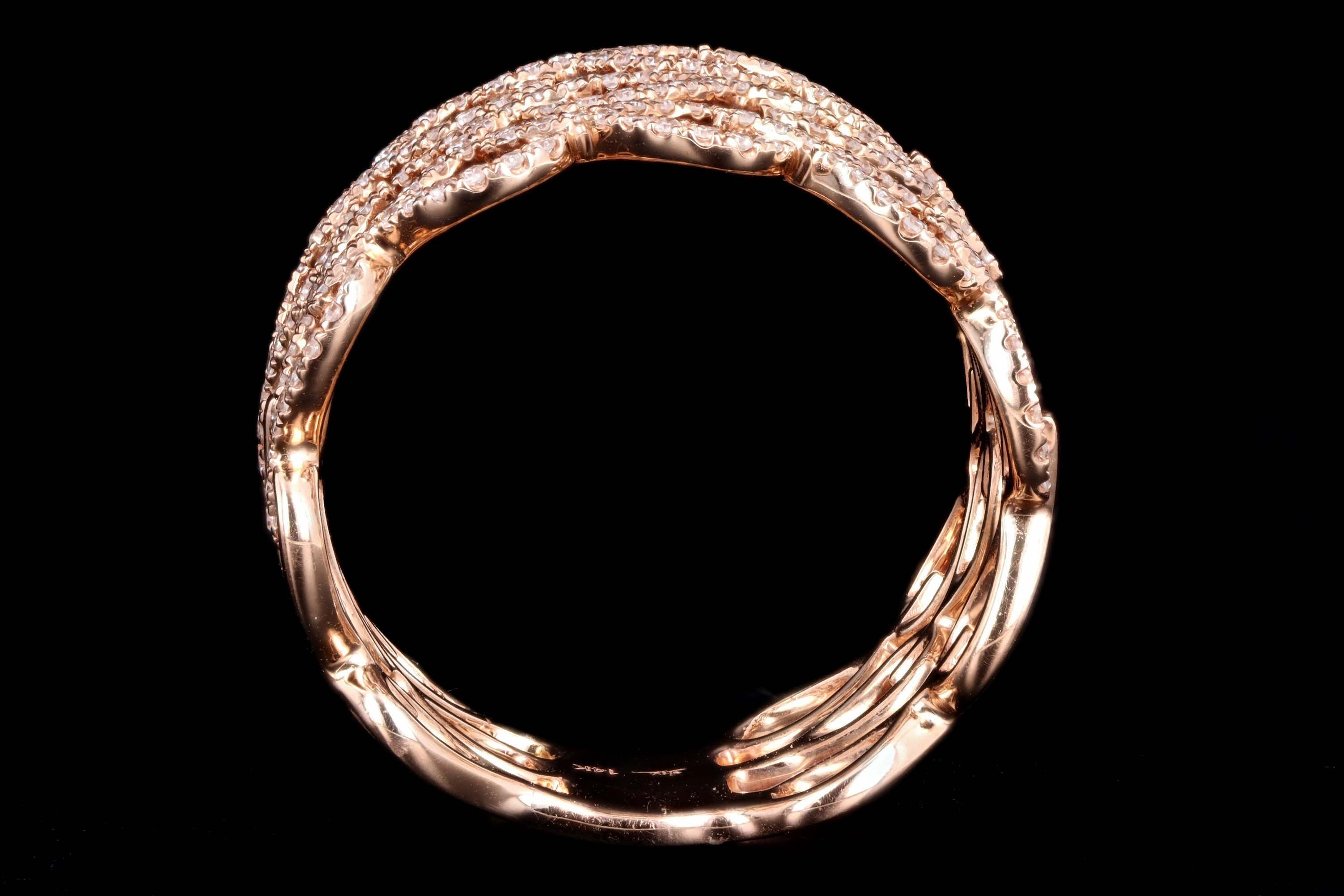 14K Rose Gold .48 Carat Total Weight Wide Diamond Band - Queen May