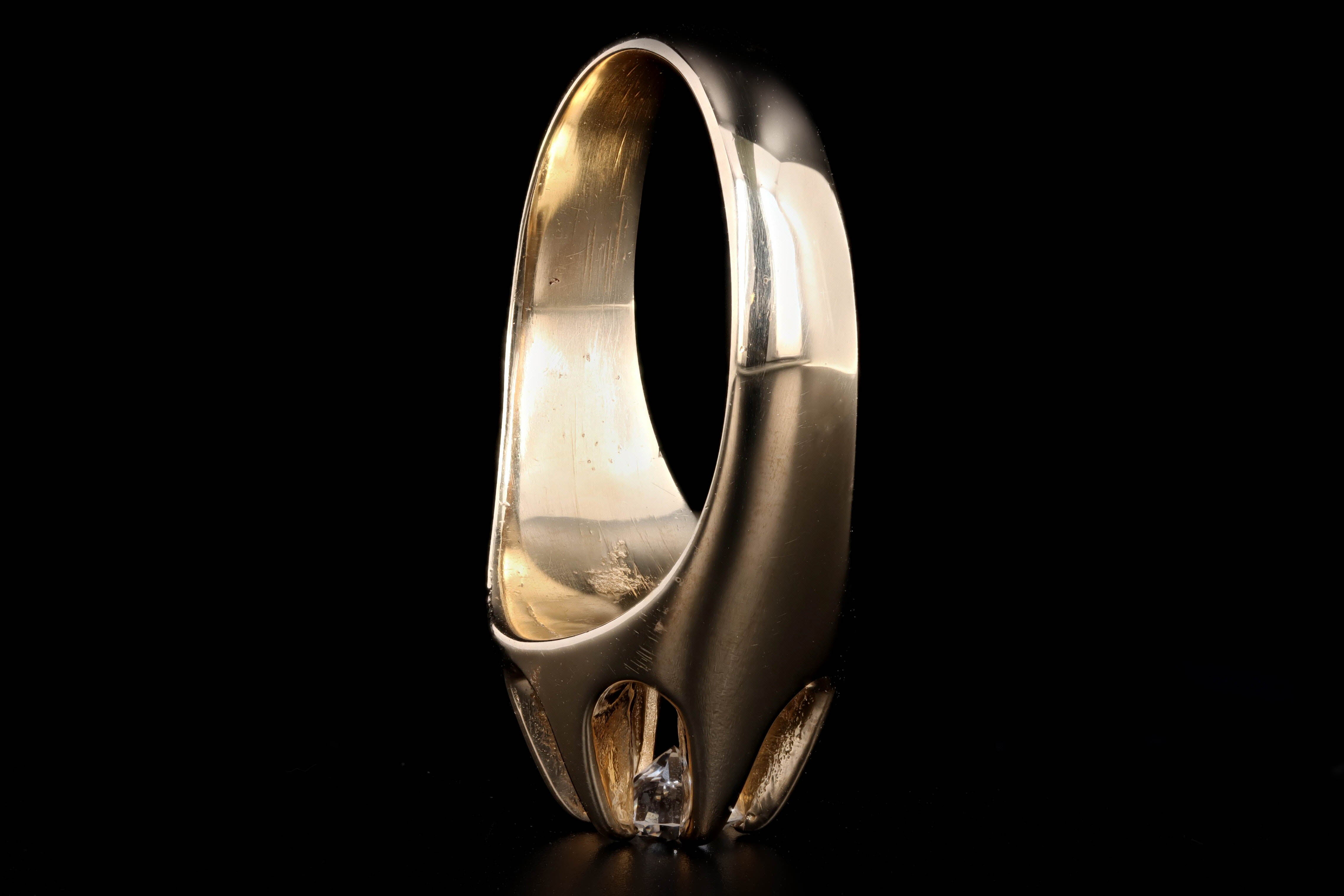 Vintage 14K Yellow Gold 0.50 Carat Round Brilliant Diamond Belcher Buttercup Setting Ring - Queen May