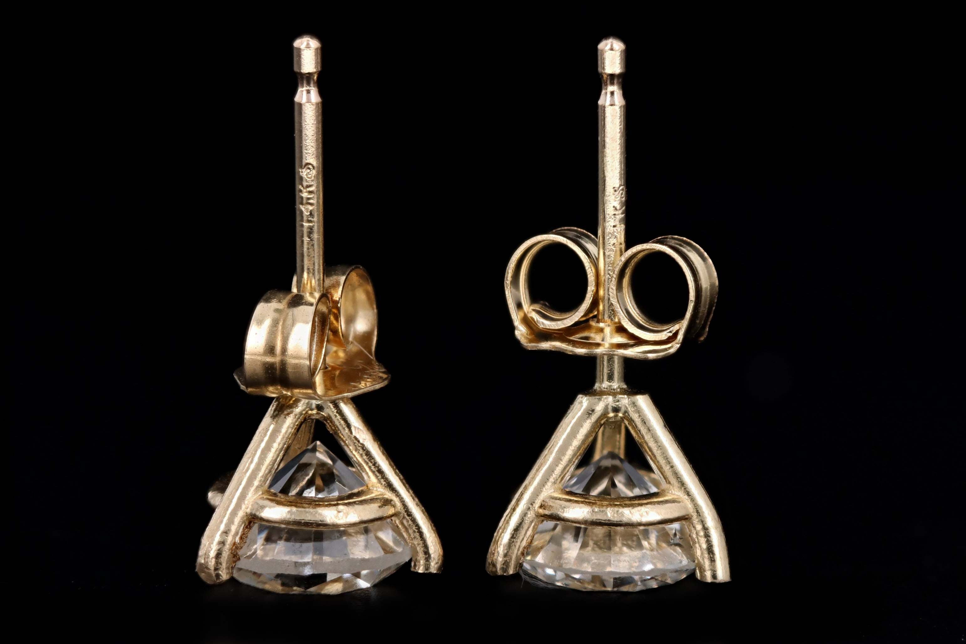 14K Yellow Gold 1.43 Carat Round Diamond Martini Stud Earrings - Queen May