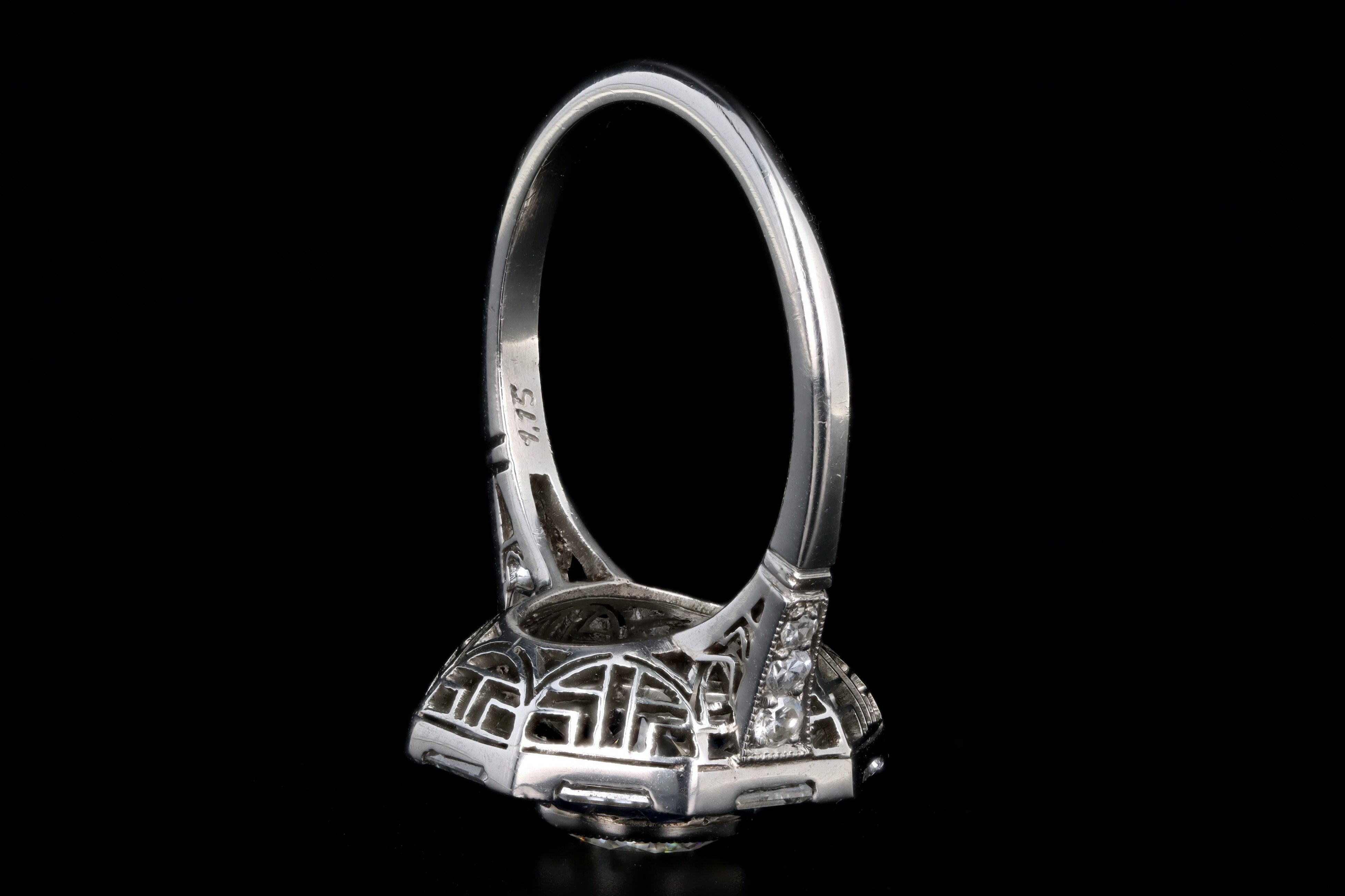 Art Deco Inspired 1.15 Carat Old European Cut Diamond & Sapphire Halo Engagement Ring - Queen May