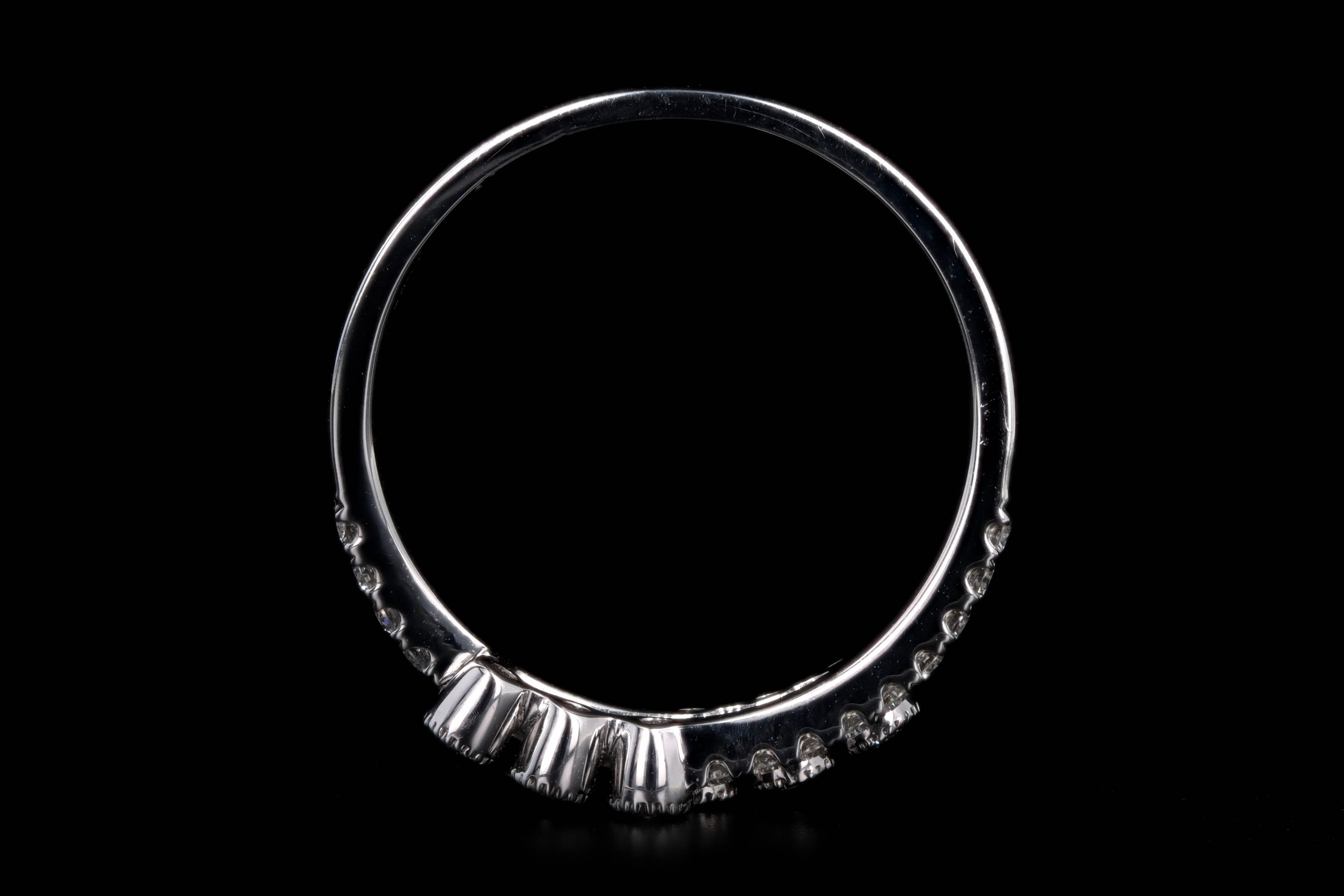14K White Gold 0.33 Carat Total Weight Round Brilliant Cut Diamond Wedding Band - Queen May