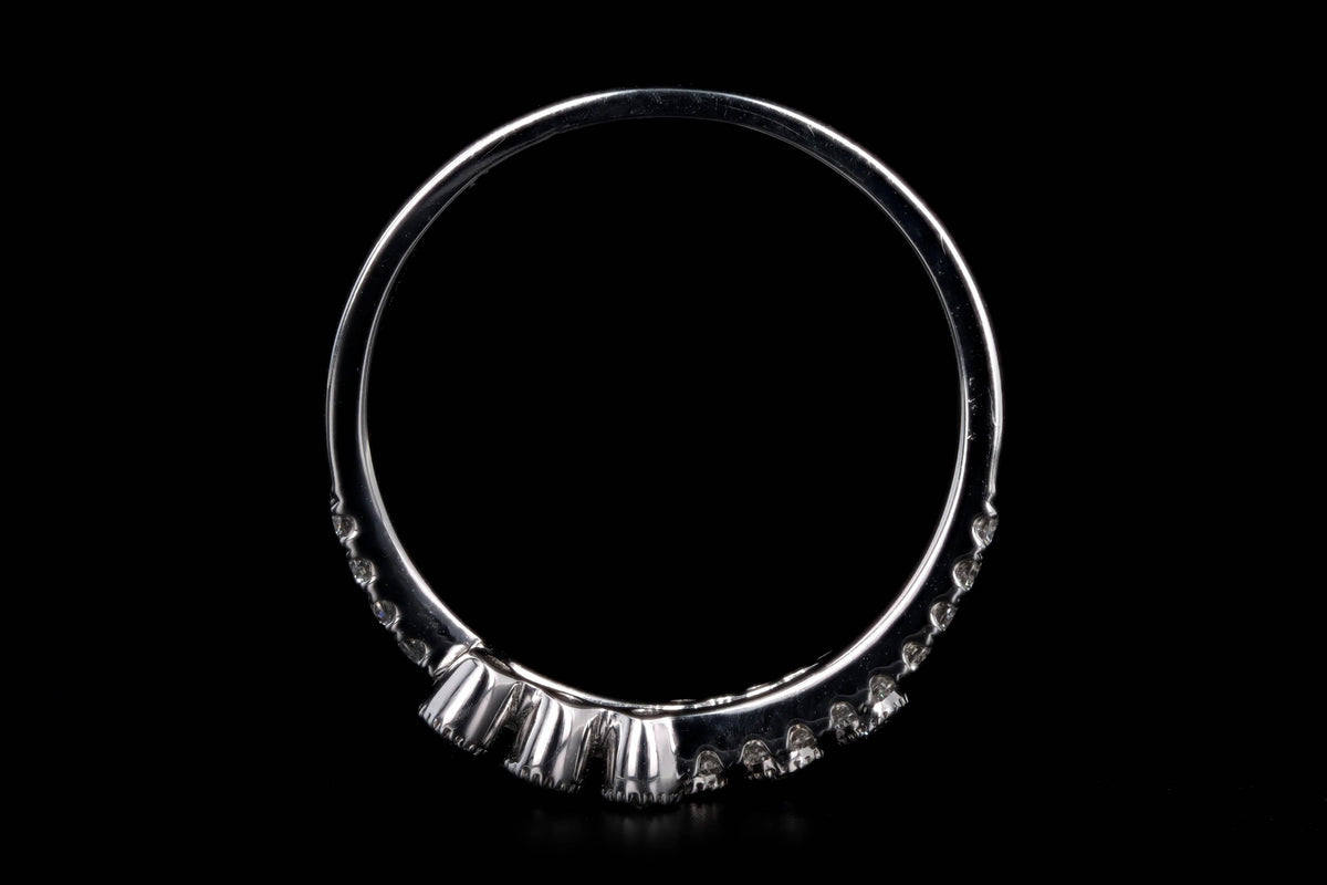 14K White Gold 0.33 Carat Total Weight Round Brilliant Cut Diamond Wedding Band - Queen May