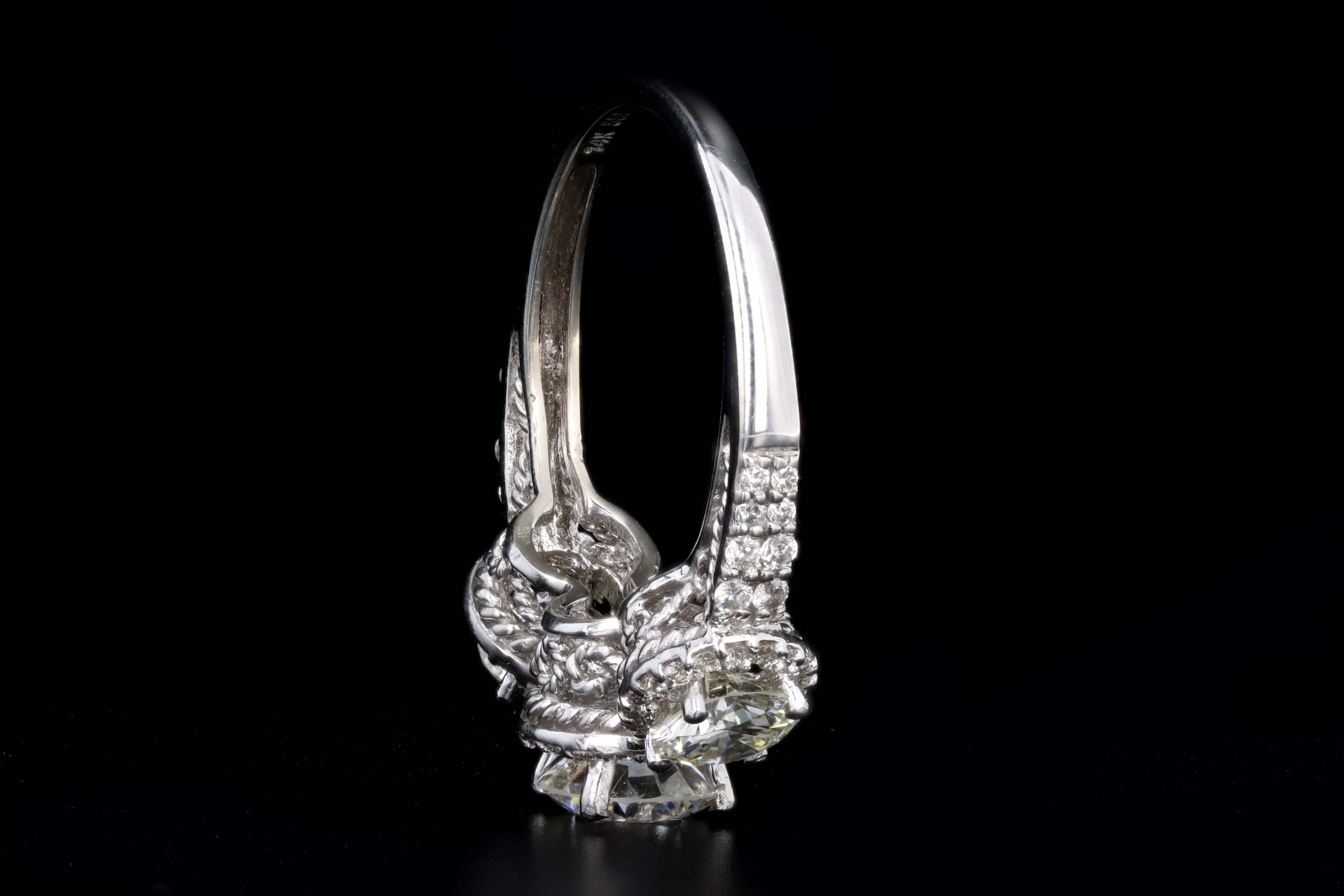 14K White Gold .94 Carat Round Brilliant Cut Diamond Three Stone Engagement Ring - Queen May