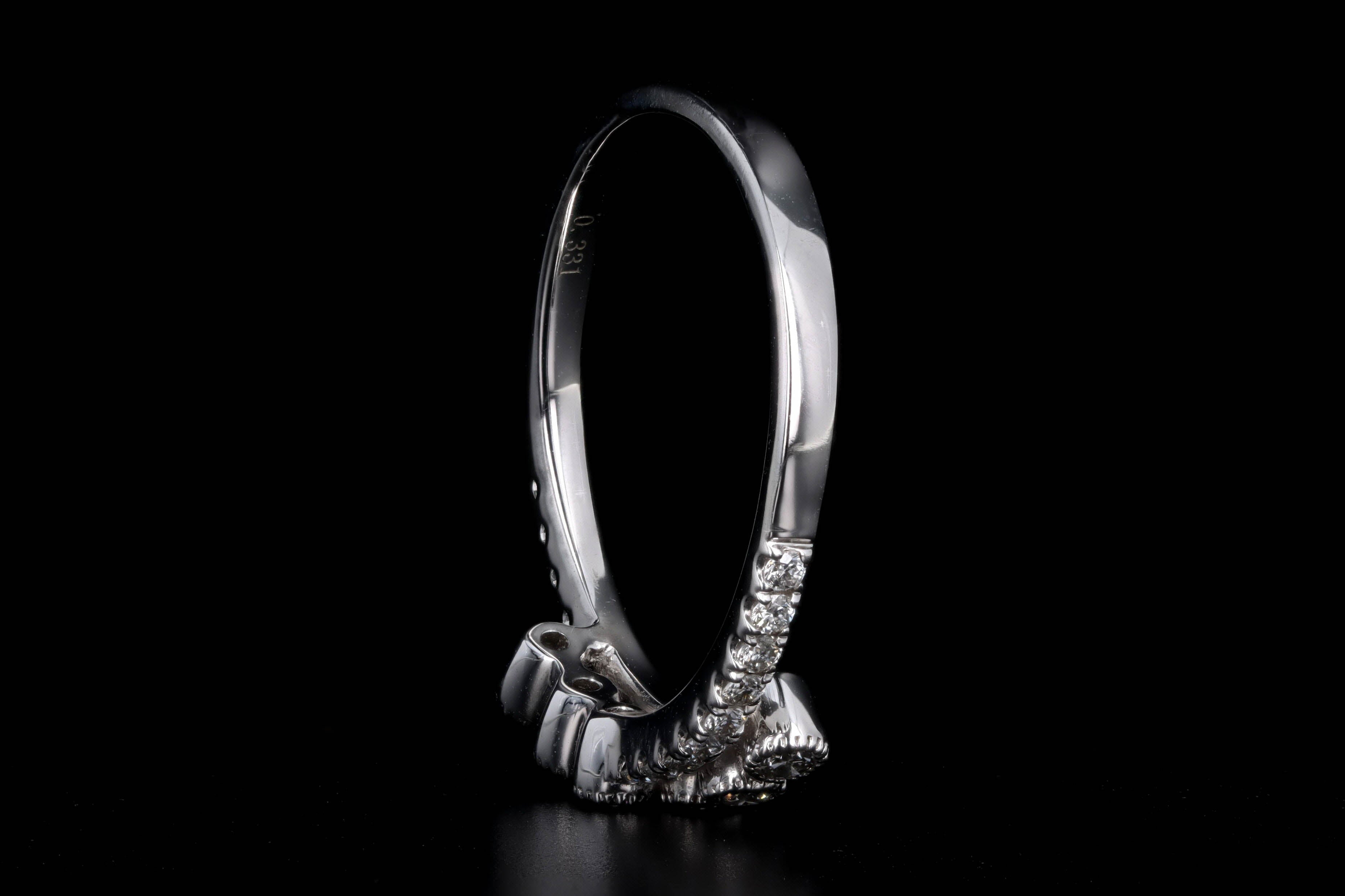 14K White Gold 0.33 Carat Total Weight Round Brilliant Cut Diamond Wedding Band - Queen May