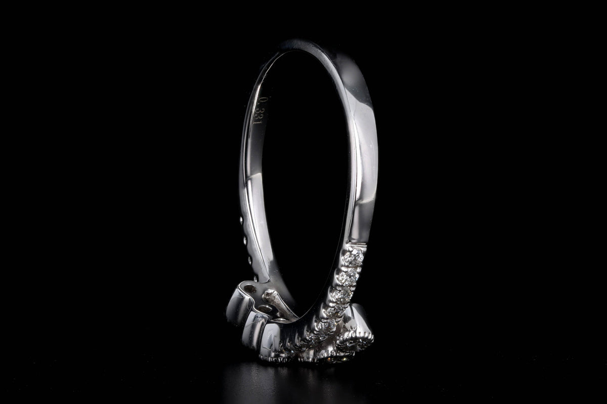 14K White Gold 0.33 Carat Total Weight Round Brilliant Cut Diamond Wedding Band - Queen May
