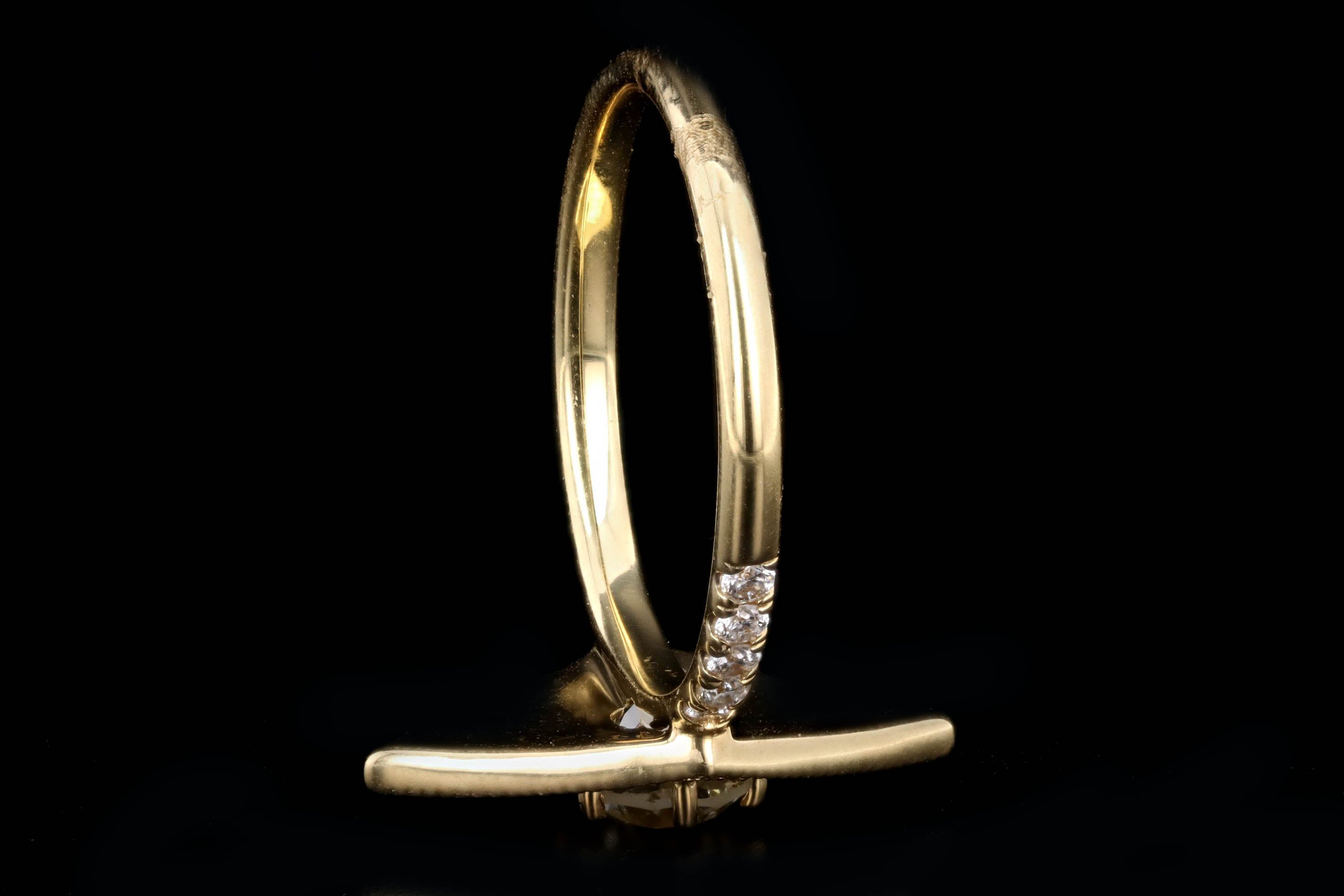 18K Yellow Gold 0.86 Carat Old European Cut Diamond Mosaic Engagement Ring - Queen May