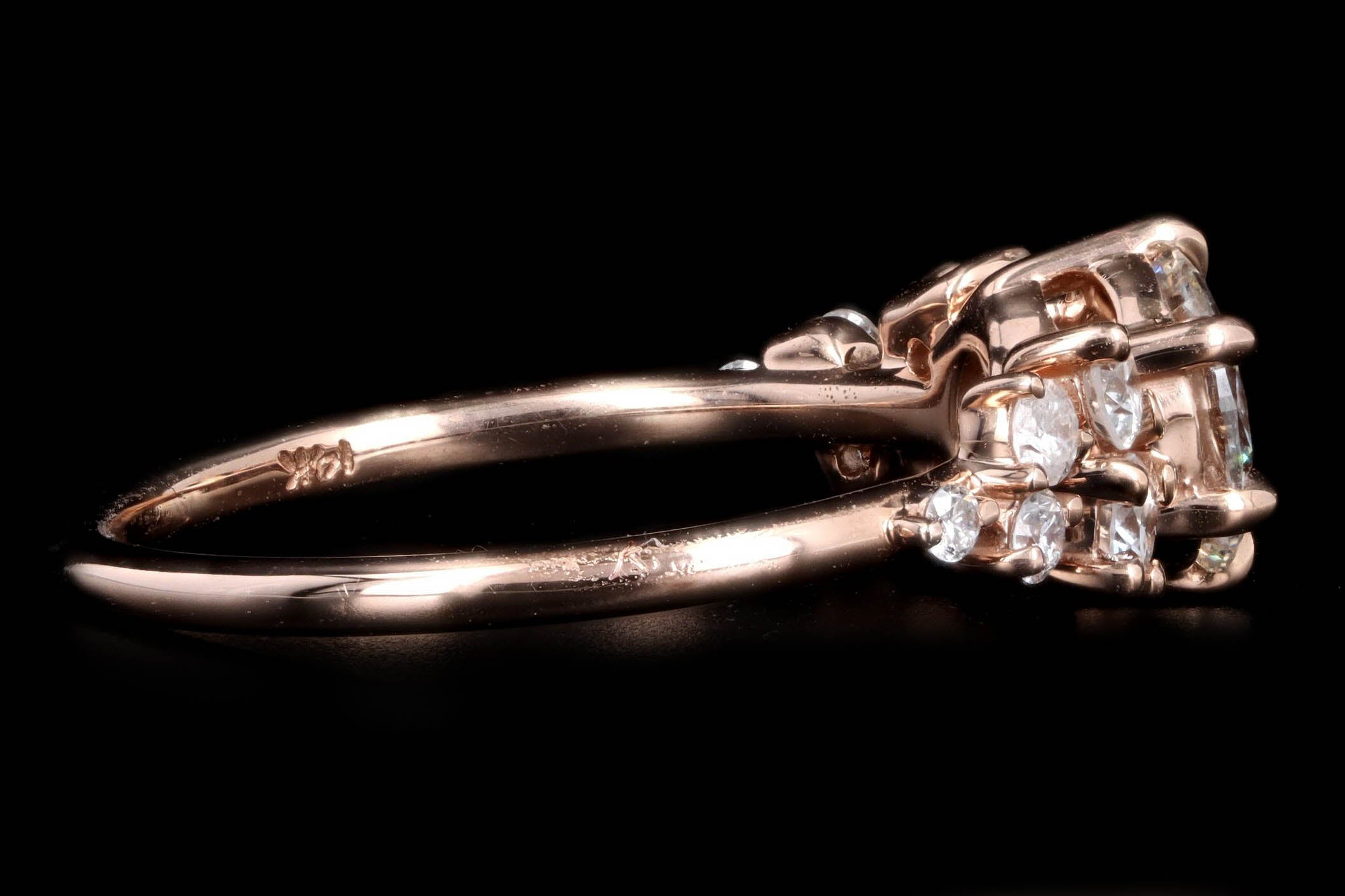 14K Rose Gold 0.90 Carat Round Brilliant Cut Diamond Floral Engagement Ring GIA Certified - Queen May