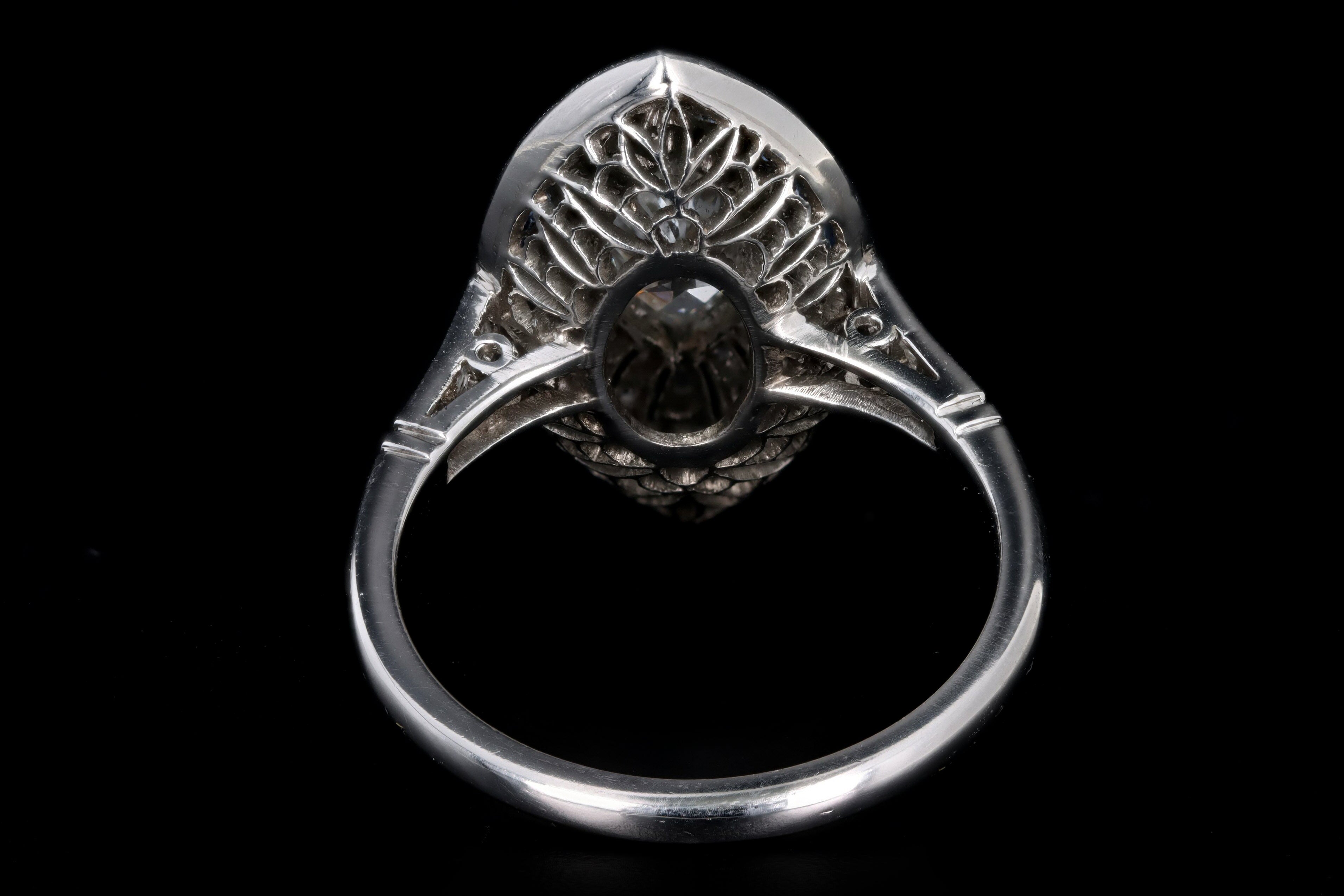 Art Deco Inspired Platinum .60 Carat Marquise Cut Diamond & Sapphire Ring - Queen May