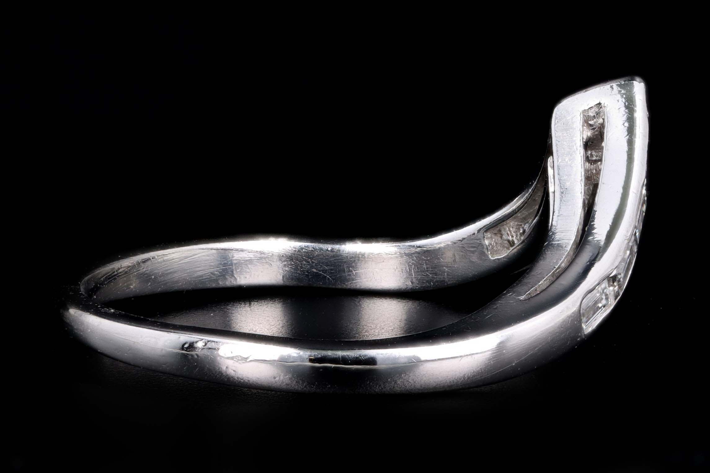 Platinum .20 Carat Total Weight Baguette Diamond Contour Band - Queen May