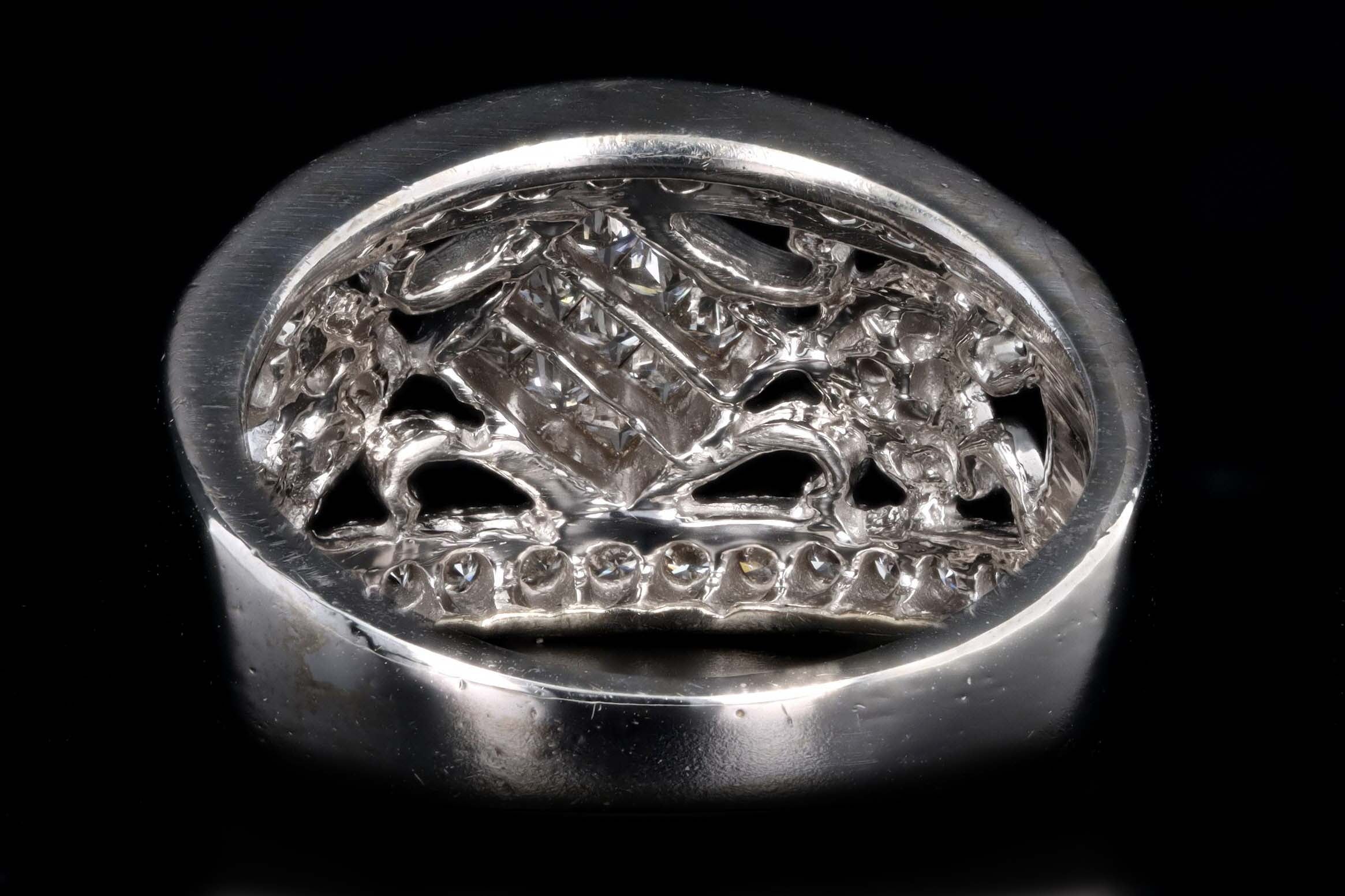 14K White Gold .50 Carat Total Weight Princess Cut Diamond Wide Band - Queen May