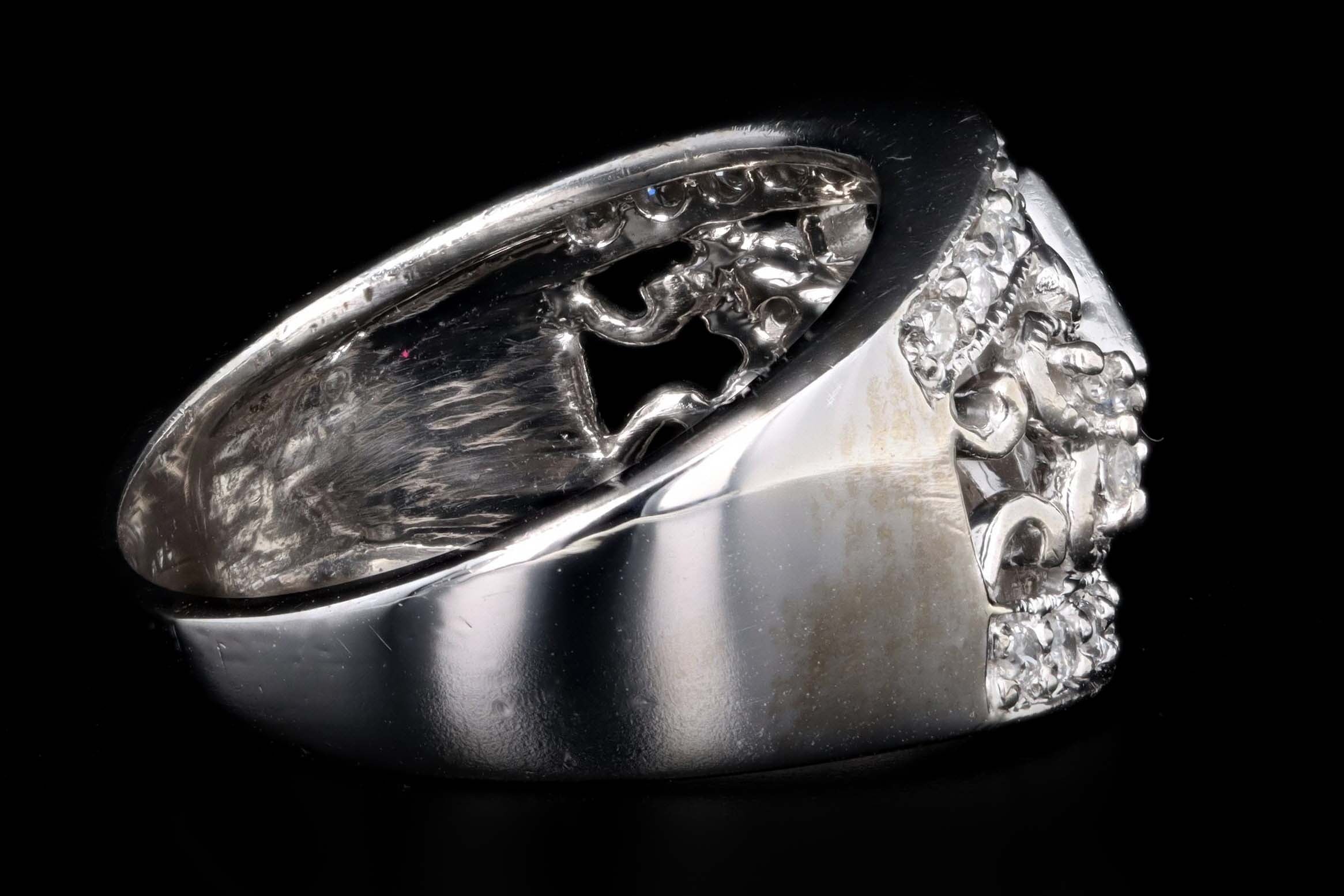 14K White Gold .50 Carat Total Weight Princess Cut Diamond Wide Band - Queen May