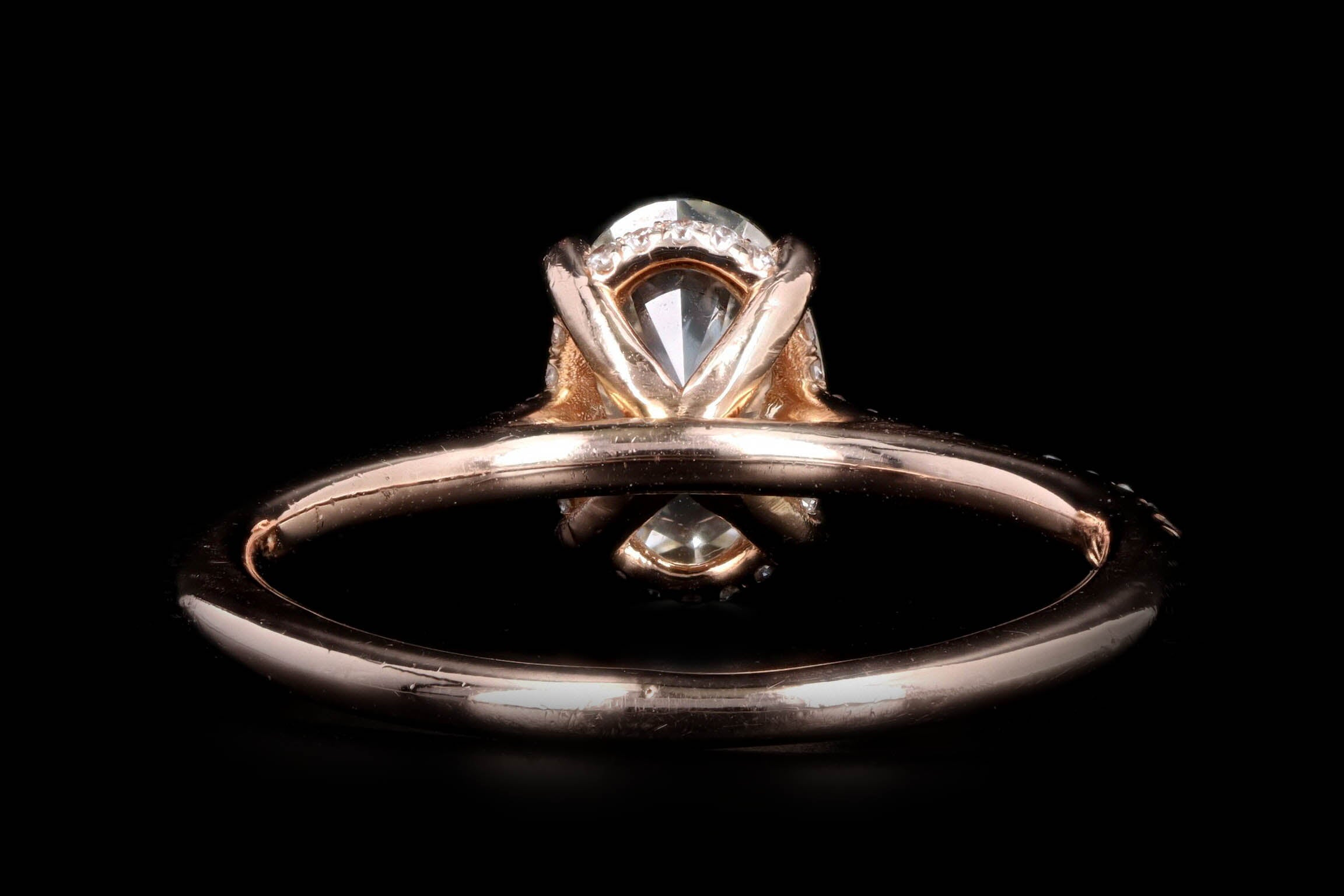 14K Rose Gold 1.21 Carat Oval Cut Diamond Hidden Halo Engagement Ring GIA Certified - Queen May