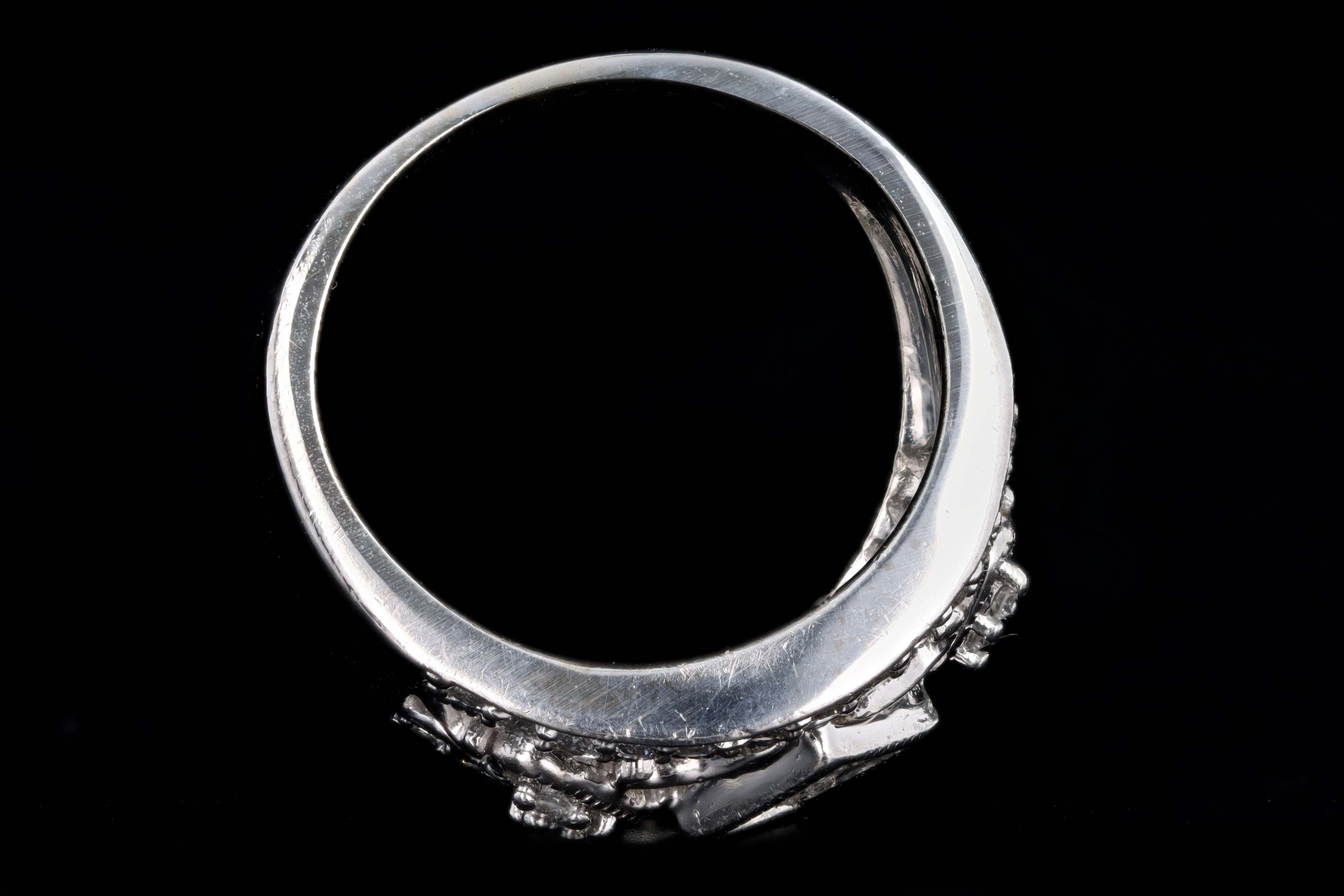 14K White Gold .50 Carat Total Weight Princess Cut Diamond Wide Band - Queen May