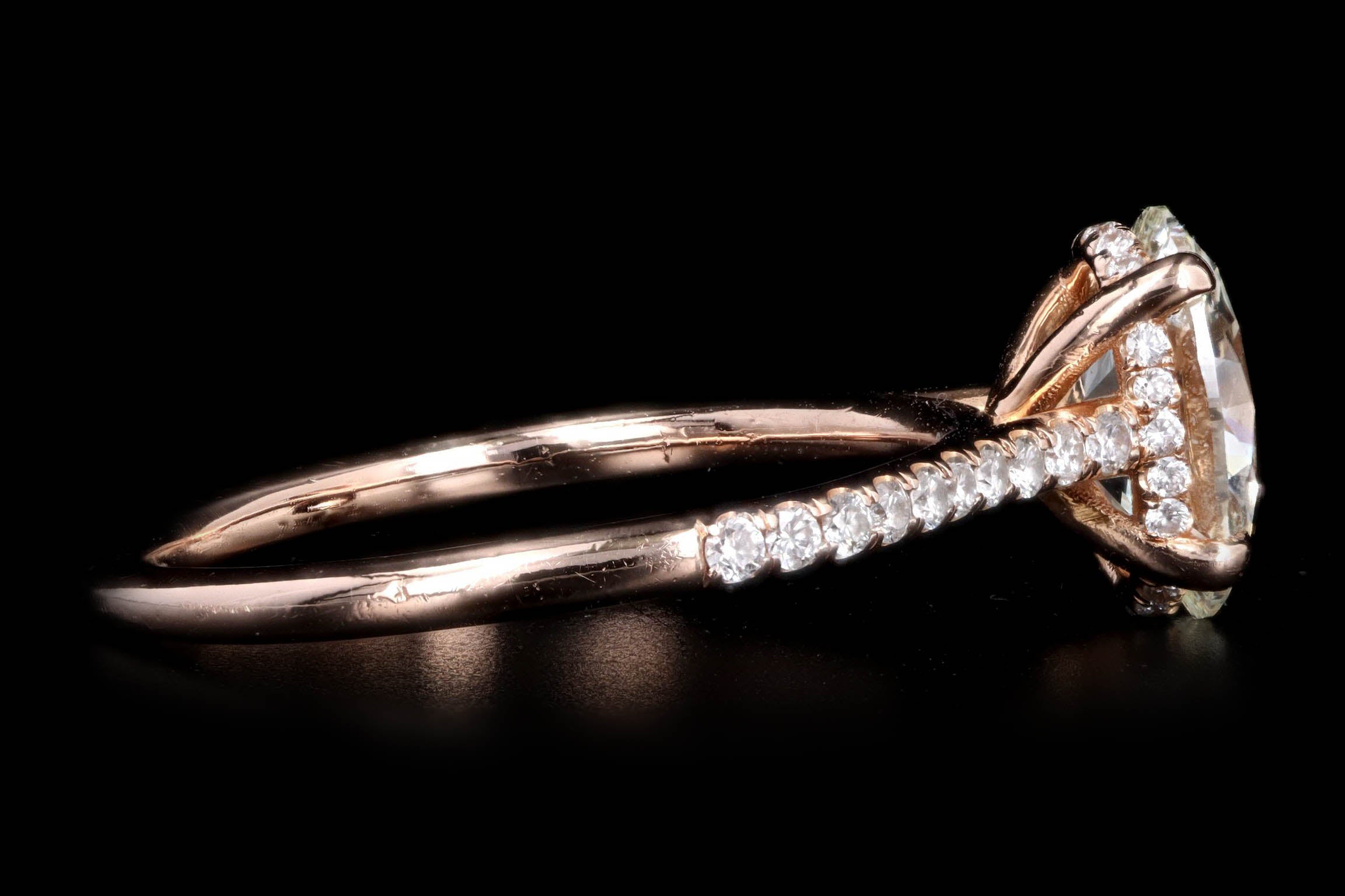 14K Rose Gold 1.21 Carat Oval Cut Diamond Hidden Halo Engagement Ring GIA Certified - Queen May