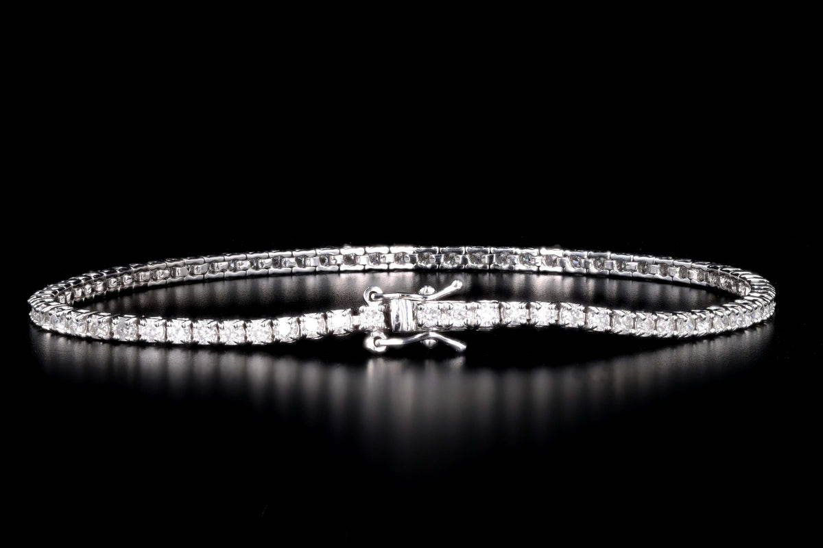 14K White Gold 2.45 Carat Total Weight Round Brilliant Cut Diamond Tennis Bracelet - Queen May