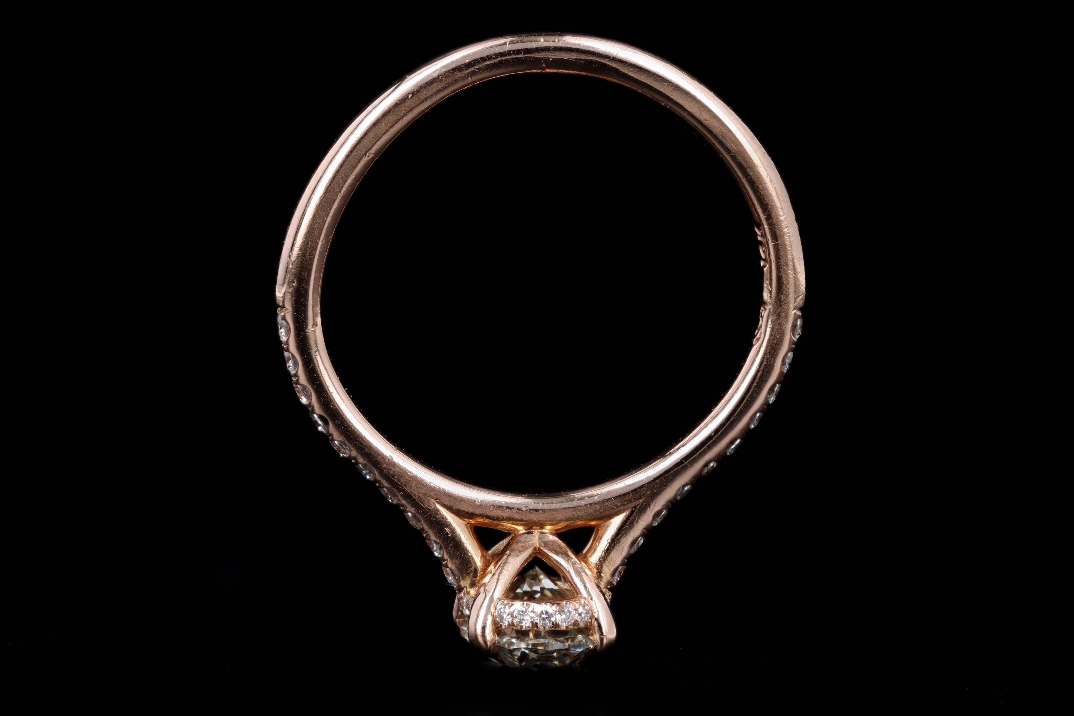 14K Rose Gold 1.21 Carat Oval Cut Diamond Hidden Halo Engagement Ring GIA Certified - Queen May