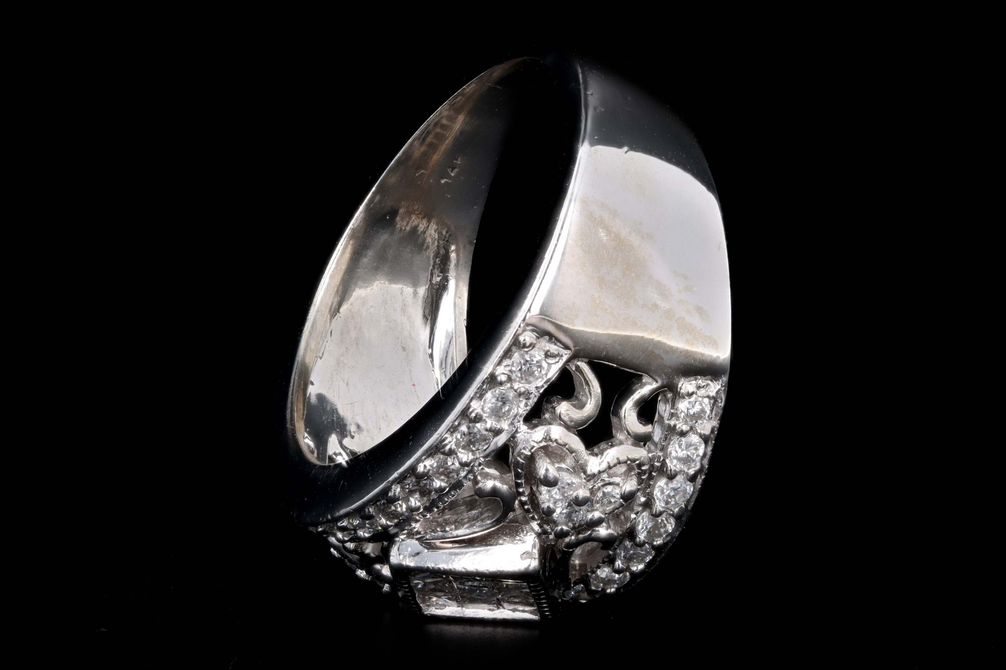 14K White Gold .50 Carat Total Weight Princess Cut Diamond Wide Band - Queen May