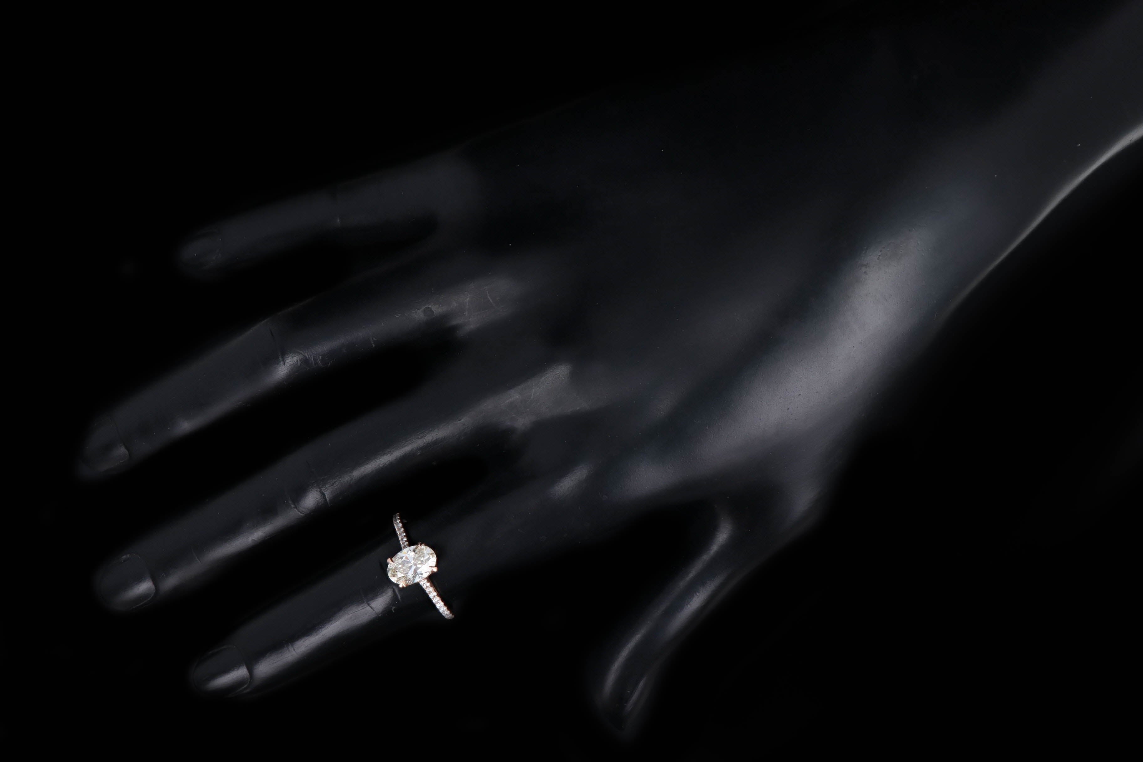 14K Rose Gold 1.21 Carat Oval Cut Diamond Hidden Halo Engagement Ring GIA Certified - Queen May