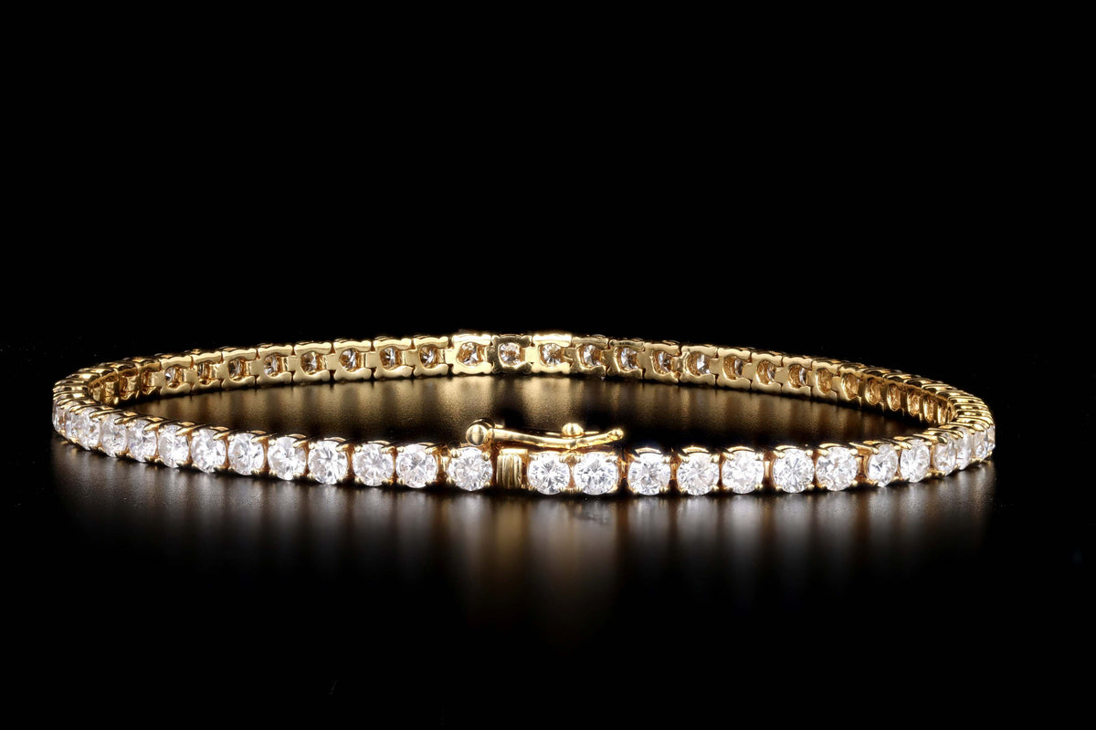 14K Yellow Gold 2.71 Carat Total Weight Round Brilliant Cut Diamond Tennis Bracelet - Queen May